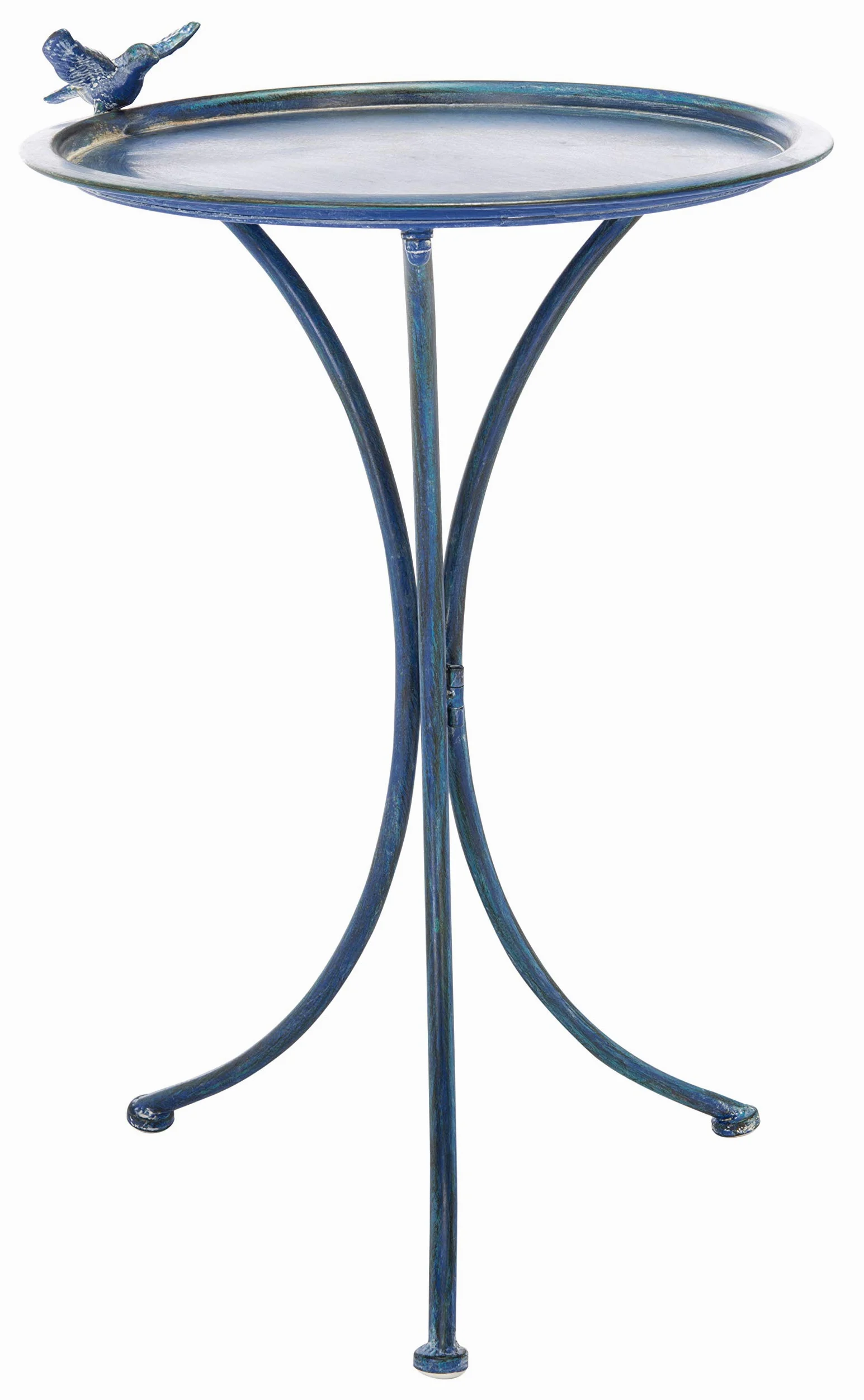 Safavieh Outdoor Collection Kensi PAT5025C - Bañera para pájaros de hierro envejecido, para jardín, patio, patio trasero, azul musgo