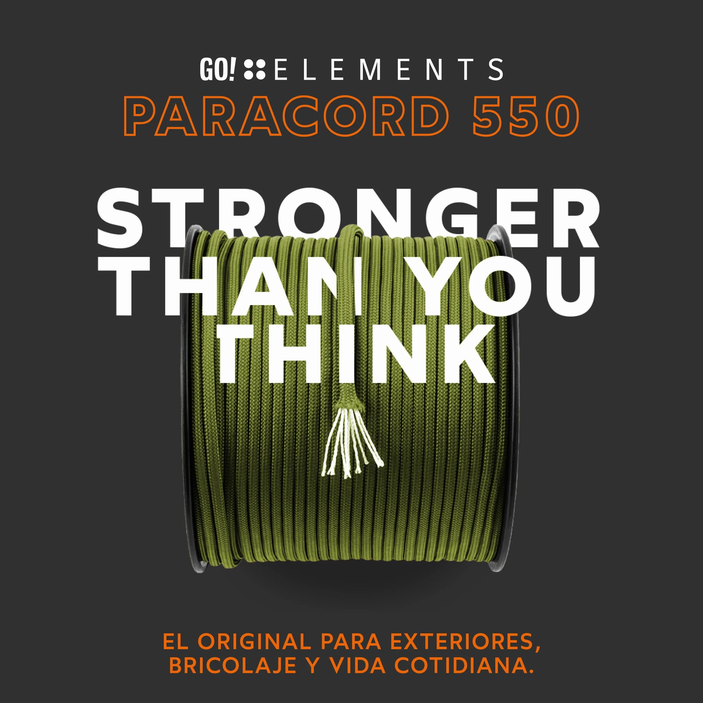 GO!elements Paracord de Nylon a Prueba de Desgarros 4mm 550 Typo III Cuerda 250kg