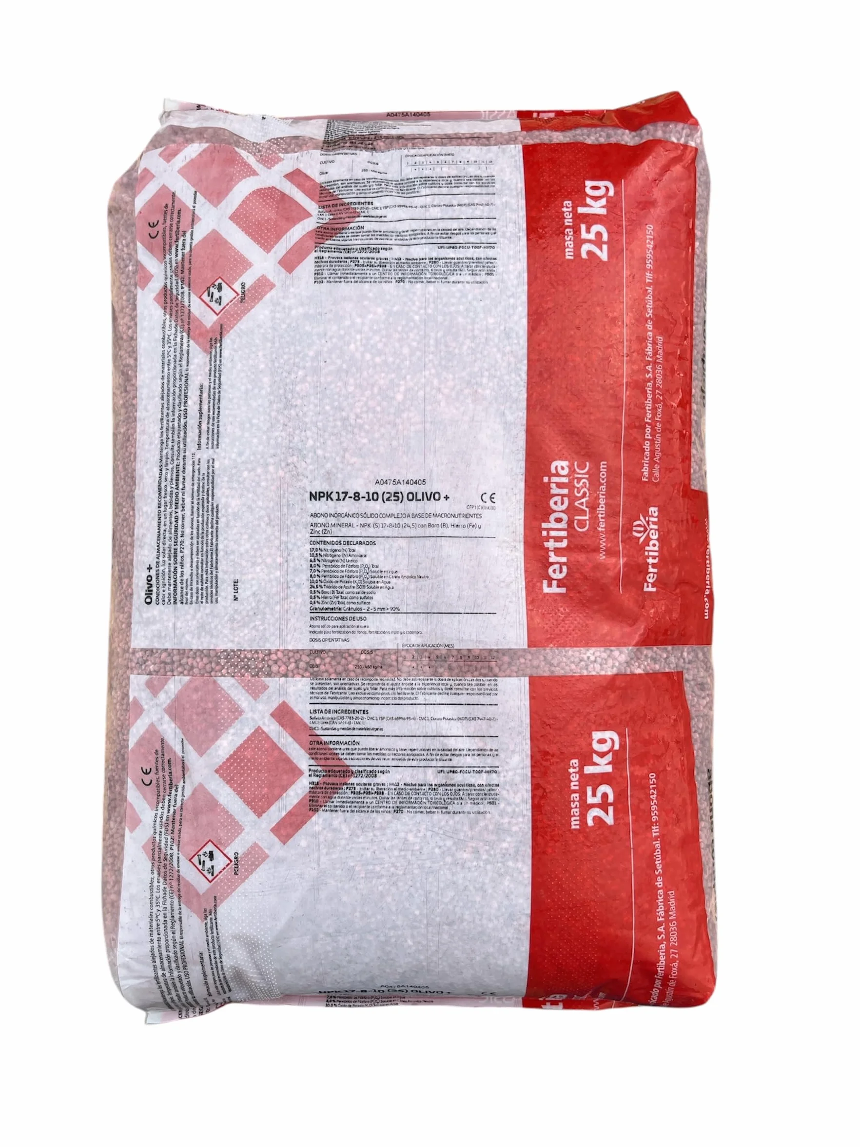 Abono especial olivo 17-8-10(25) con lignosulfonato y carbolita. 25kg-Fertiberia