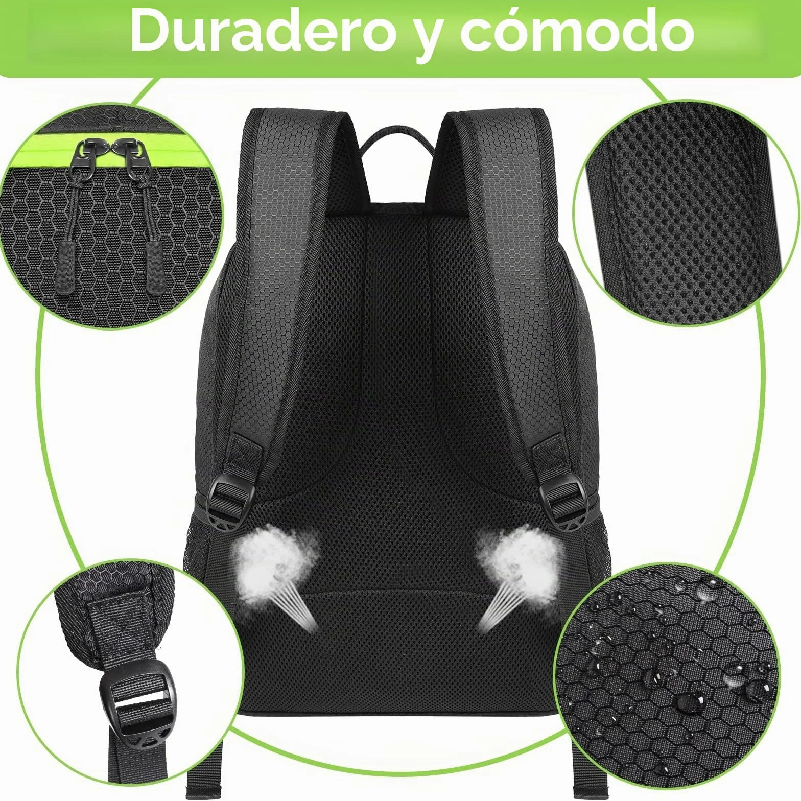 YOREPEK Mochila Futbol con Zapatillero Impermeable Multifuncional Multideporte Transpirable Negro