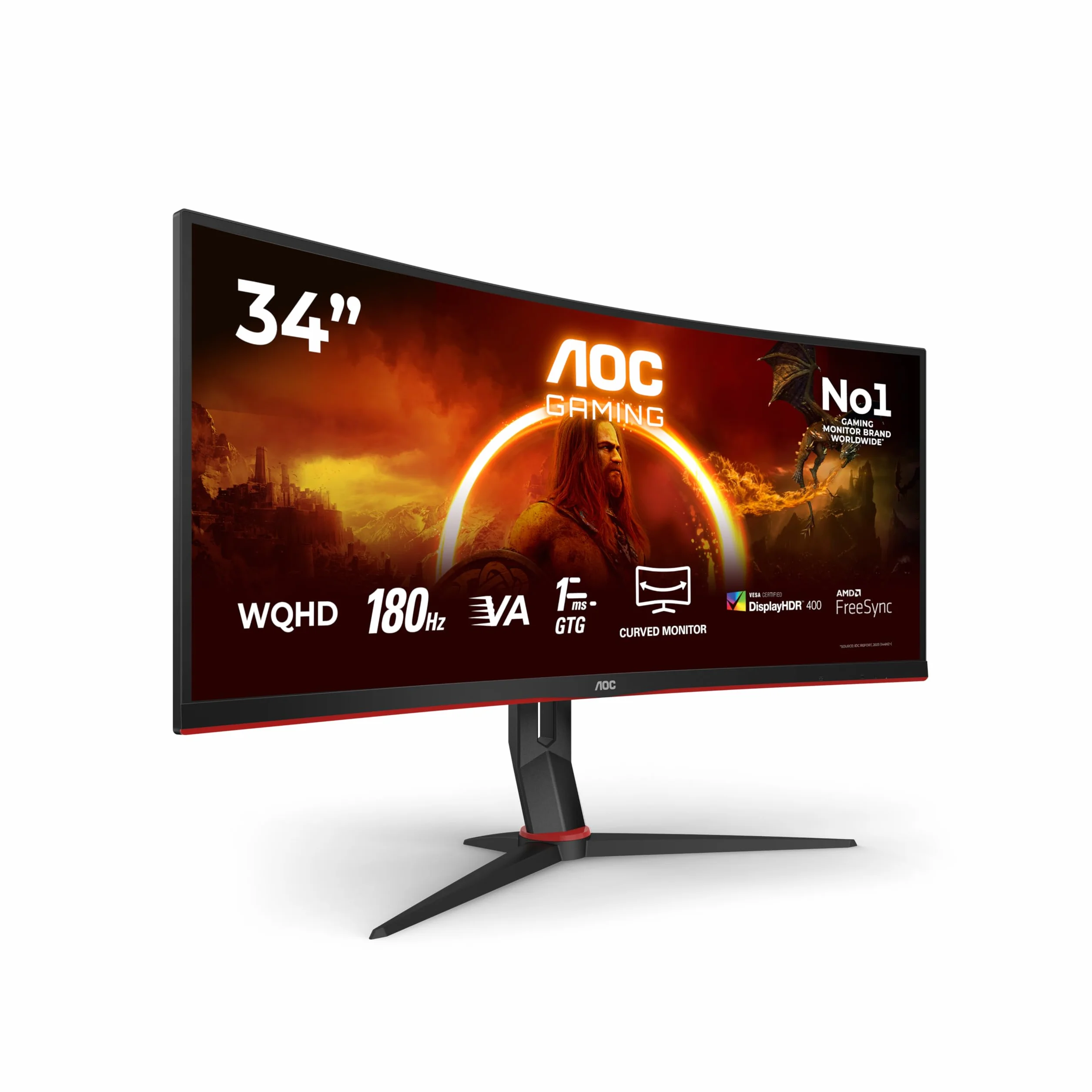 AOC Gaming CU34G2XP Monitor curvo WQHD 34 pulgadas VA 180 Hz 1 ms GtG HDR400 3440x1440 HDMI 2.0 DP 1.4
