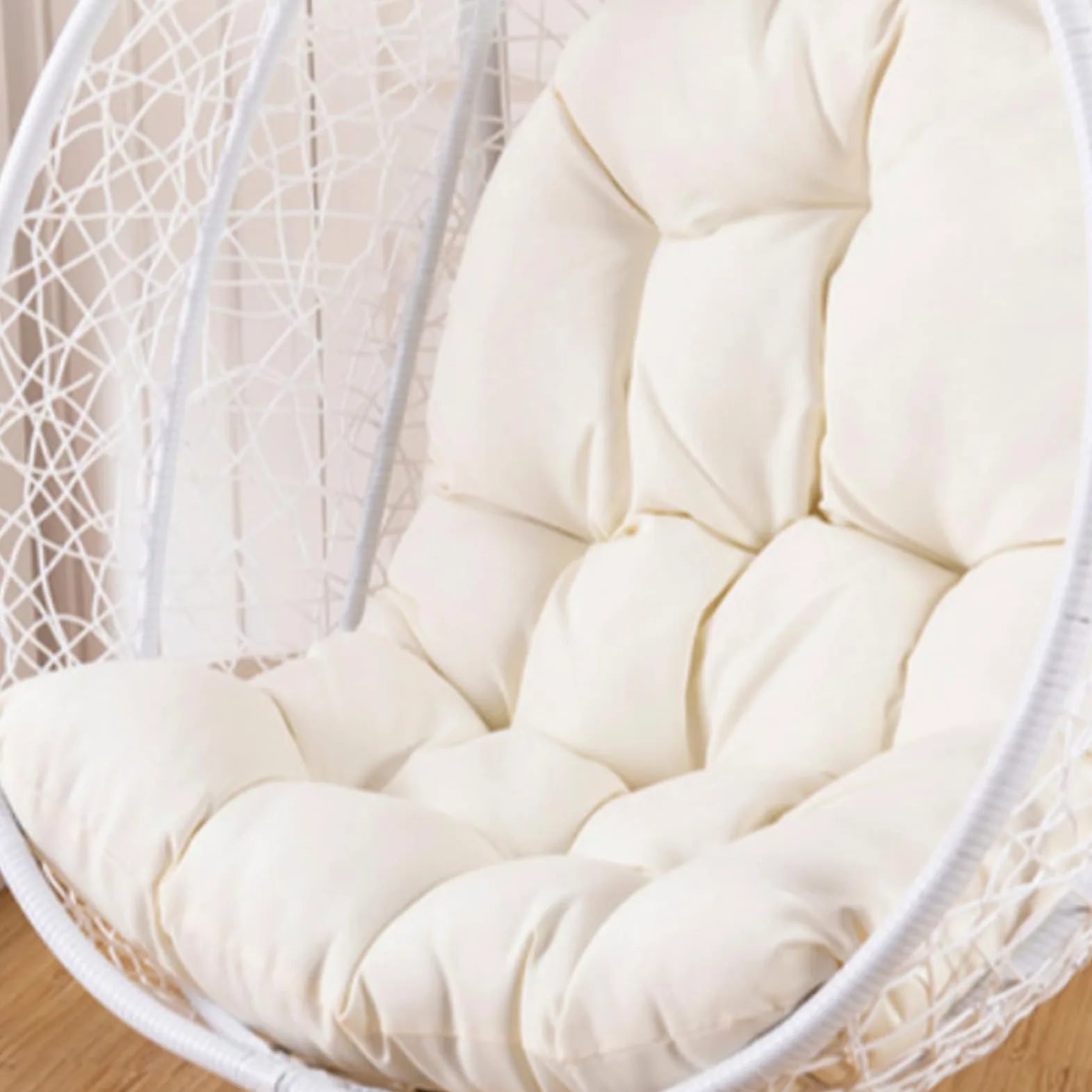 Silla de huevo blanco transpirable, repuesto resistente a la intemperie, impermeable, cesta colgante para asiento de columpio para interiores y exteriores, patio, conserva, balcón, piel