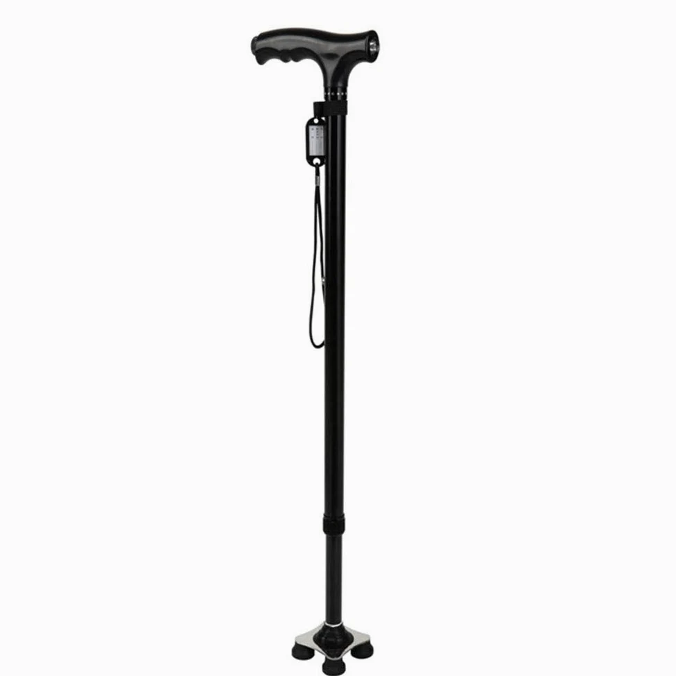 Bastón para Caminar con Luces LED, bastón de Aluminio Plegable, muletas telescópicas para Personas Mayores, Color Negro, Moderno Innovate