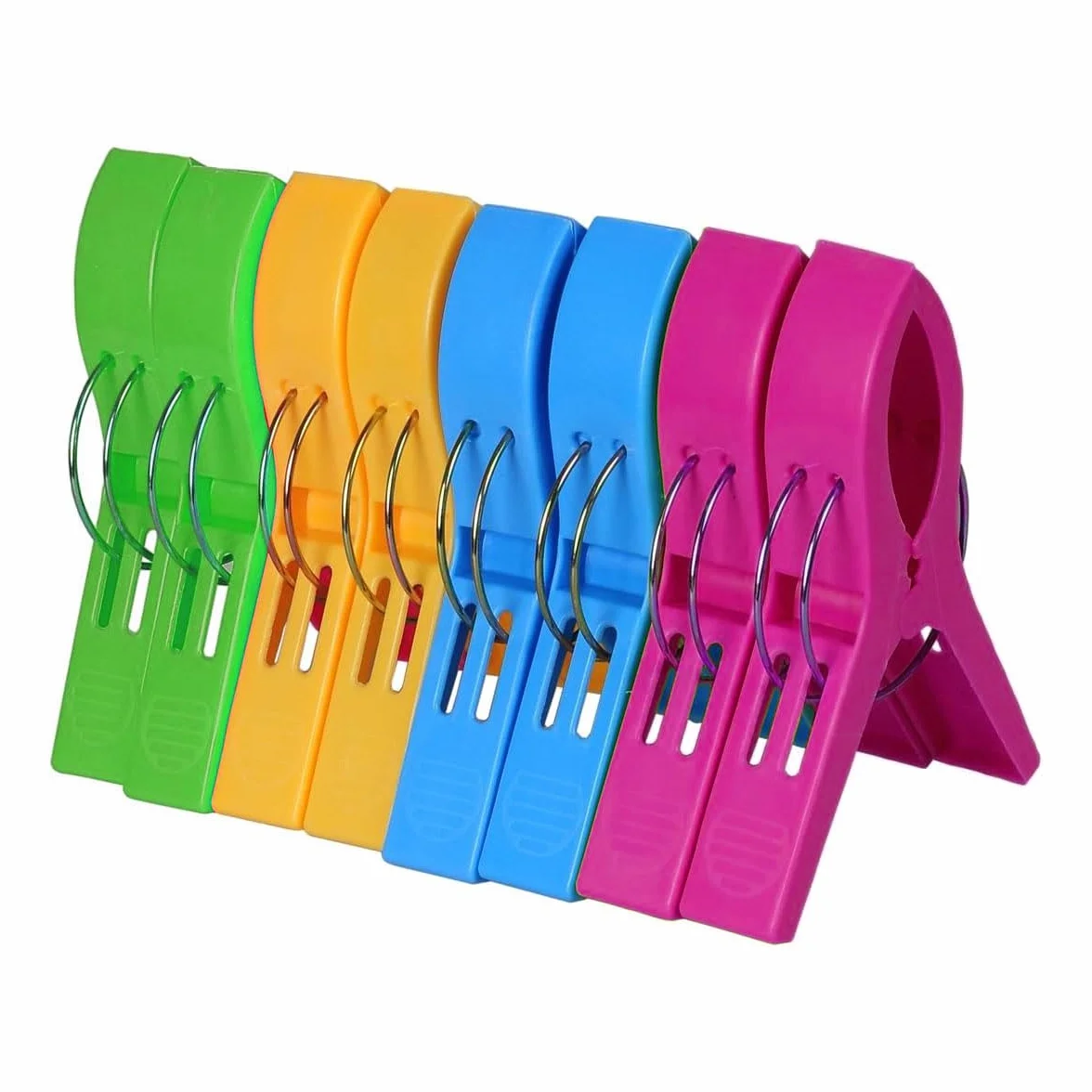 8 pinzas XXL de plástico para tumbonas, 4 colores, 8 piezas