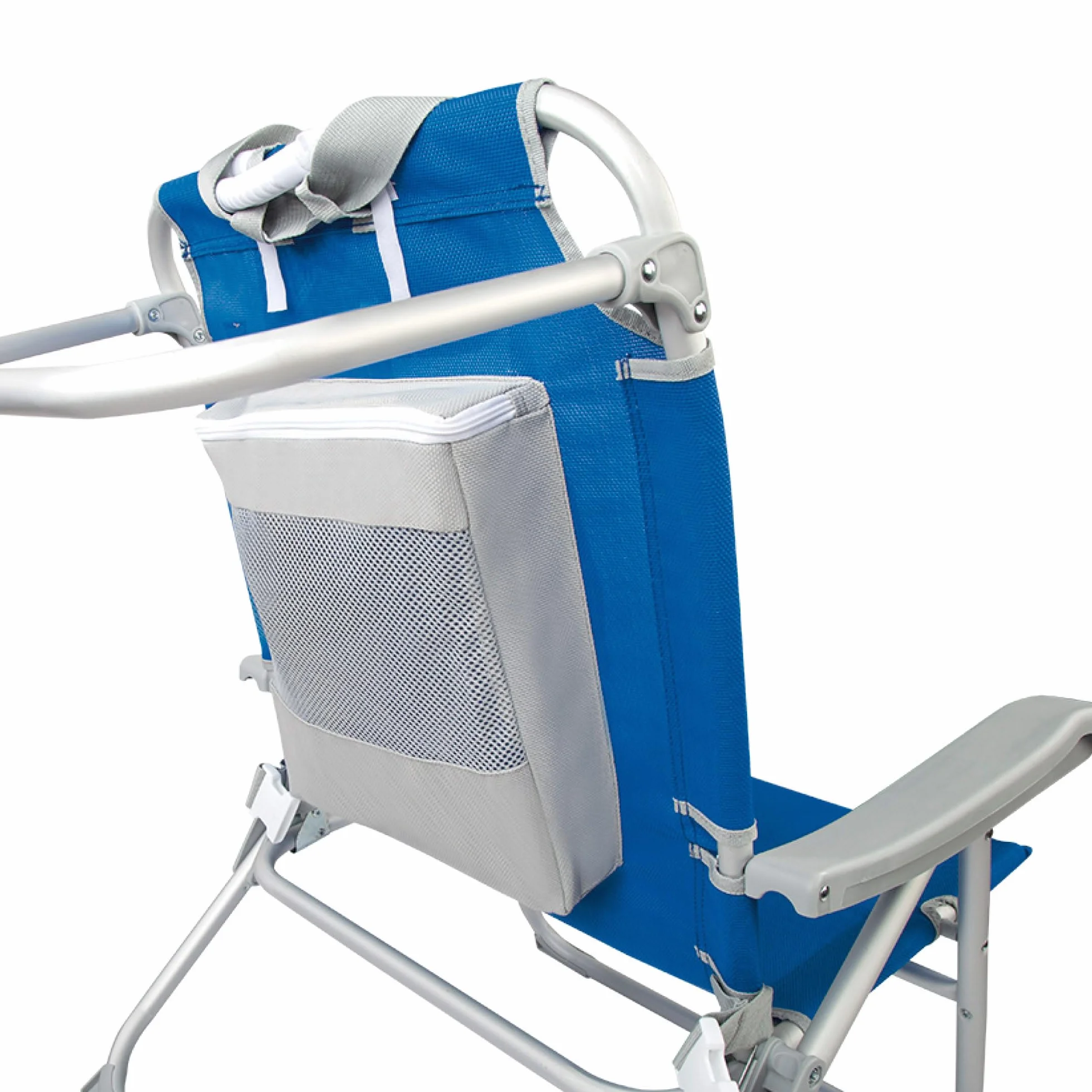 Aktive 62633 - Silla playa plegable y reclinable 5 posiciones, Silla portátil plegable 55x67,5x86cm, Incluye cojín, 1 bolsillo, 1 bolsa con cremallera y topes antivuelco, Sillas de playa