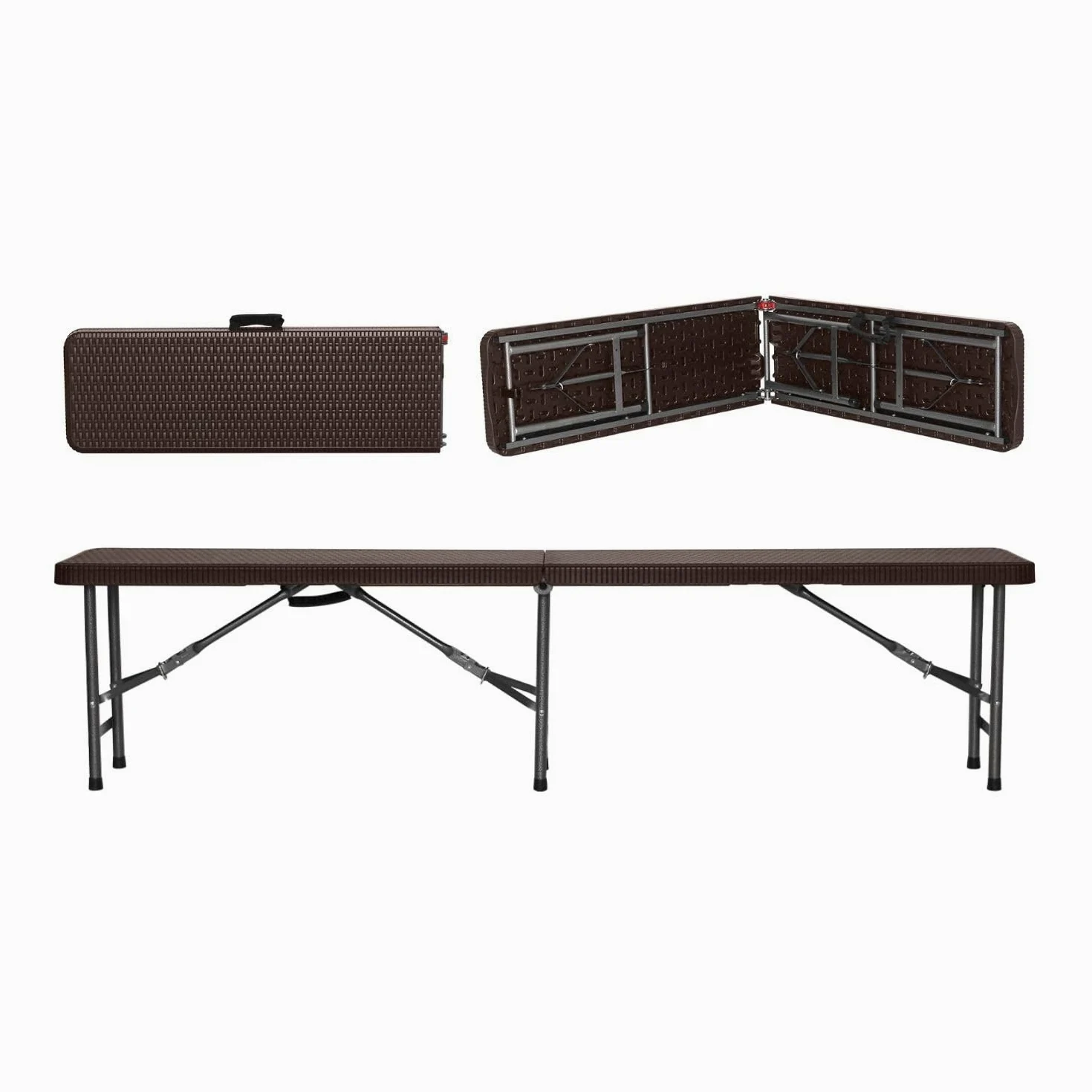 THINIA HOME Banco Plegable Catering Efecto Ratán 180x30x43cm