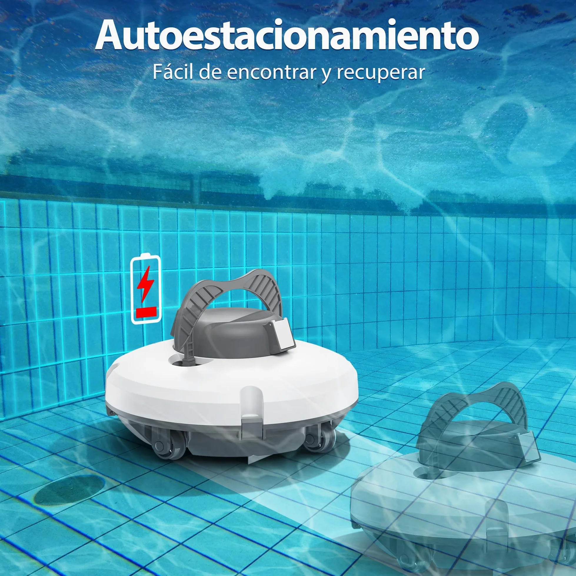 (Nuovo 2026) S1 Robot Limpiafondos Piscina, Batería de Doble Motor, 130Min de Autonomía para Piscinas Elevadas de hasta 120m², Sube Pendientes de 18°, Estacionamiento Auto, Doble Filtración