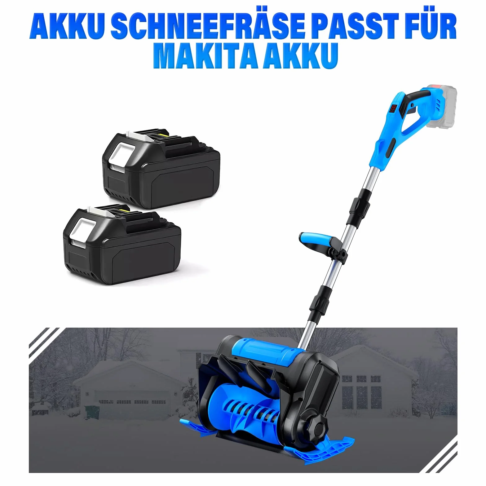 Quitanieves inalámbrico para batería Makita 21 V, quitanieves eléctrico (spazzola da Neve Wireless da 1000 W Fino a larghezza di lavoro 30 cm, distanza espulsione 8,5 m, profondità sgombero 17 cm)