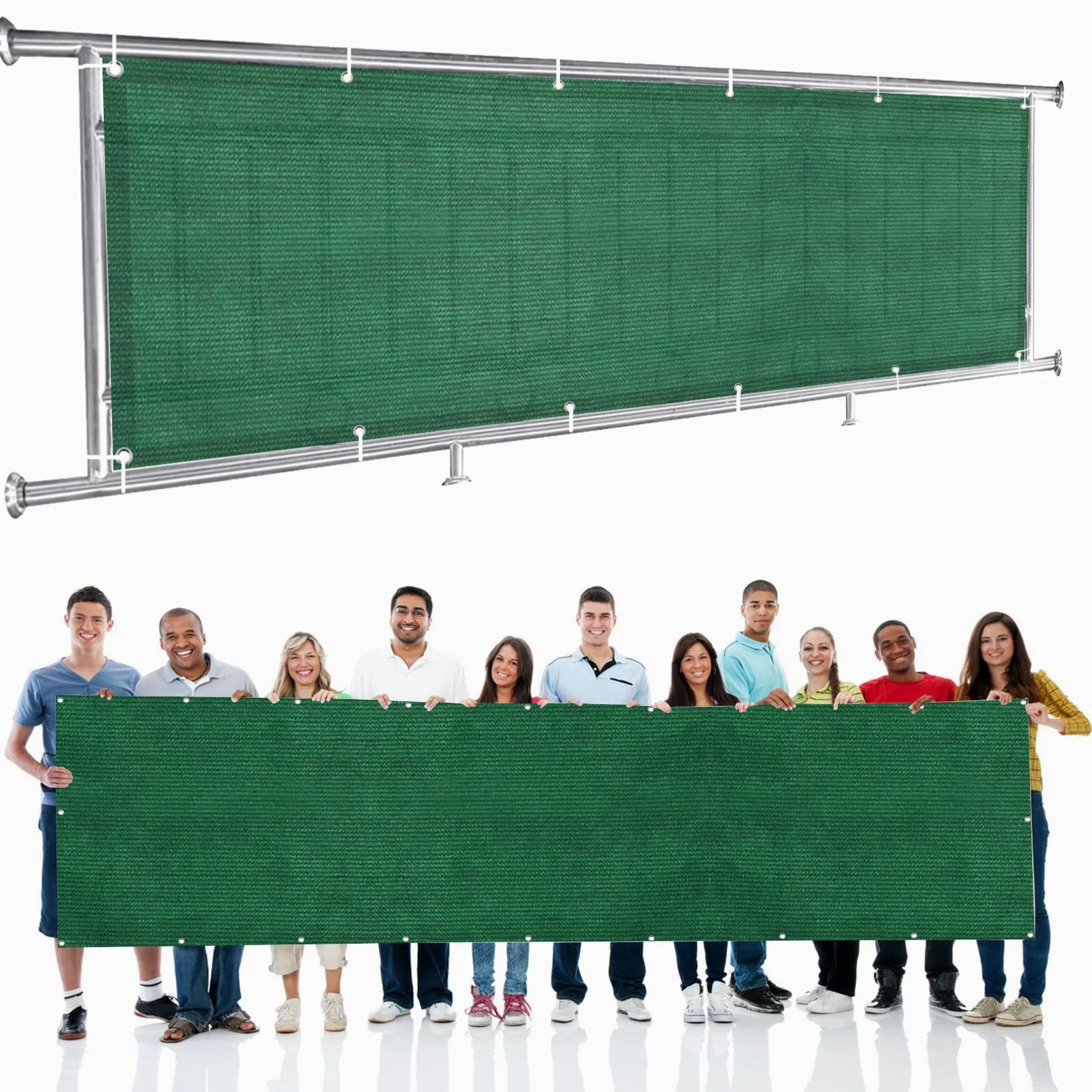Pantalla de Privacidad 115 x 700 cm Malla Ocultación Patio, Pantalla Protectoras Valla, Balcón Malla de Sombreo Resistente al Viento Ocultación para Balcón Piscina, Verde Oscuro