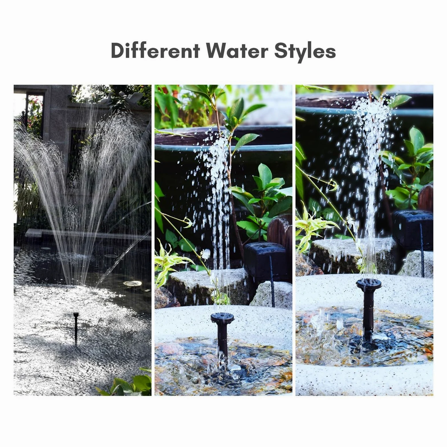 Bomba de Agua Solar, Fuente de agua con panel solar for piscina, estanque, jardín, aspersor con bomba y cabezales