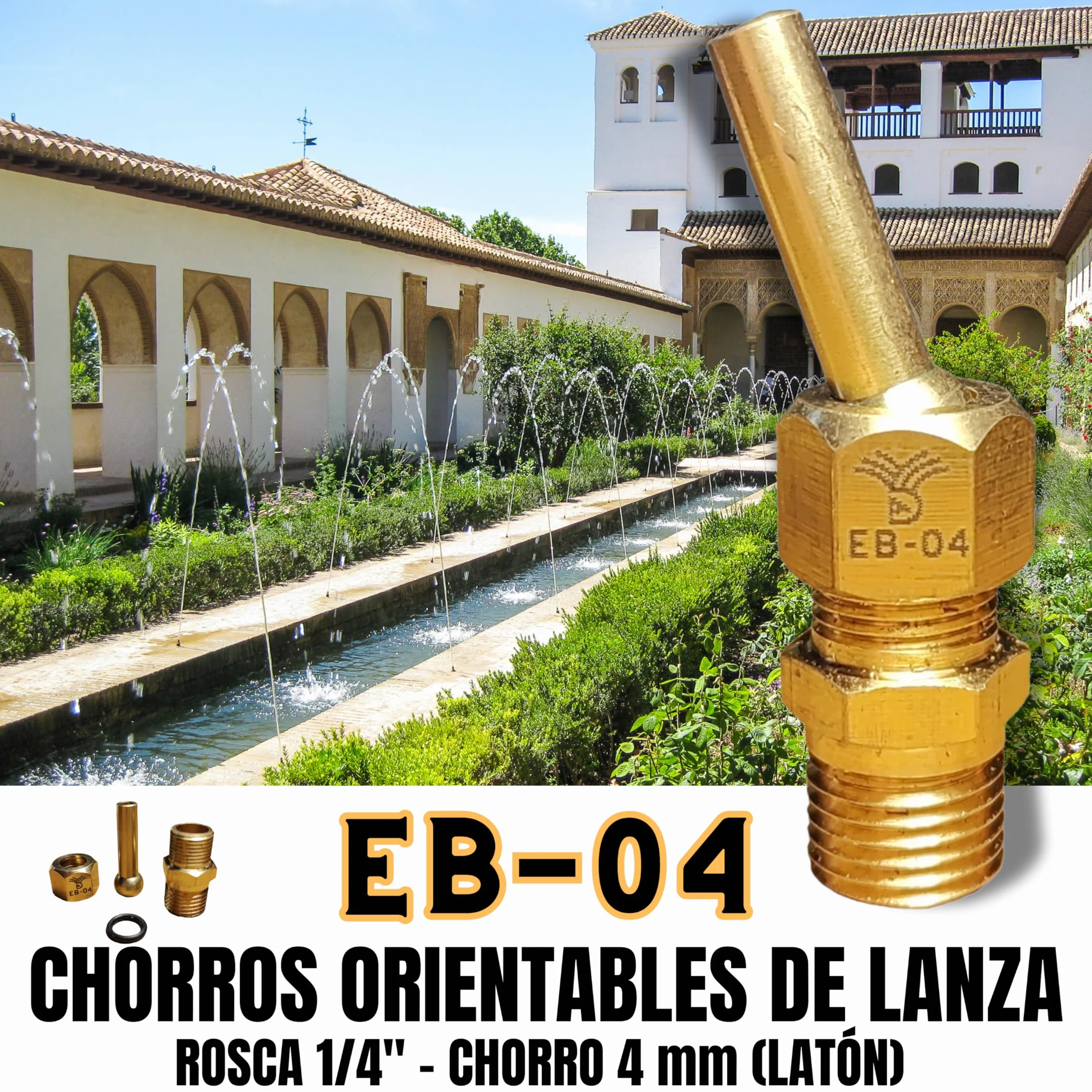 Boquillas para fuentes de jardín chorro de lanza de 4mm rosca 1/4" BSPT Latón