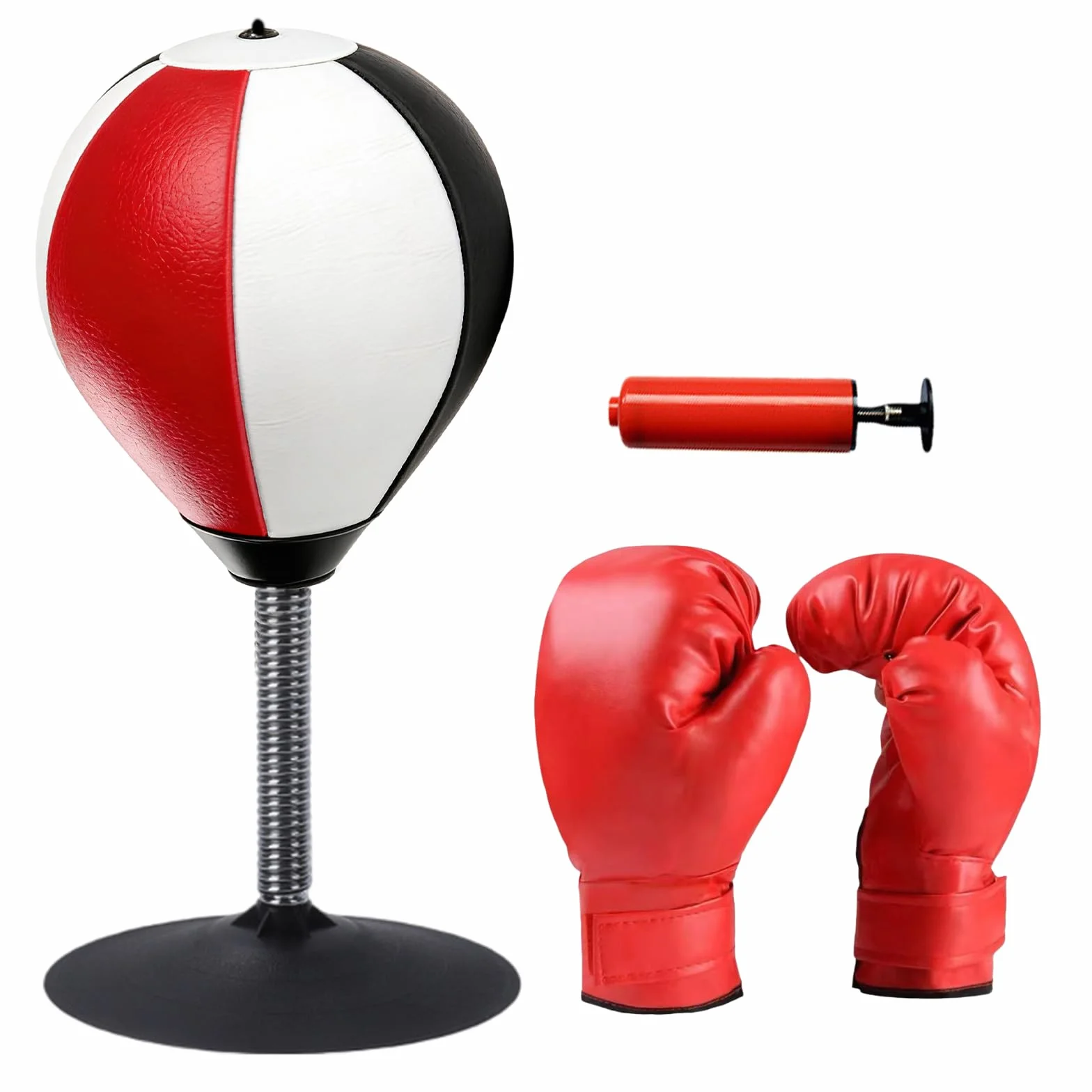 Tisc Punchingball Mesa con guantes, saco de boxeo Funpunch con ventosas, bomba de aire