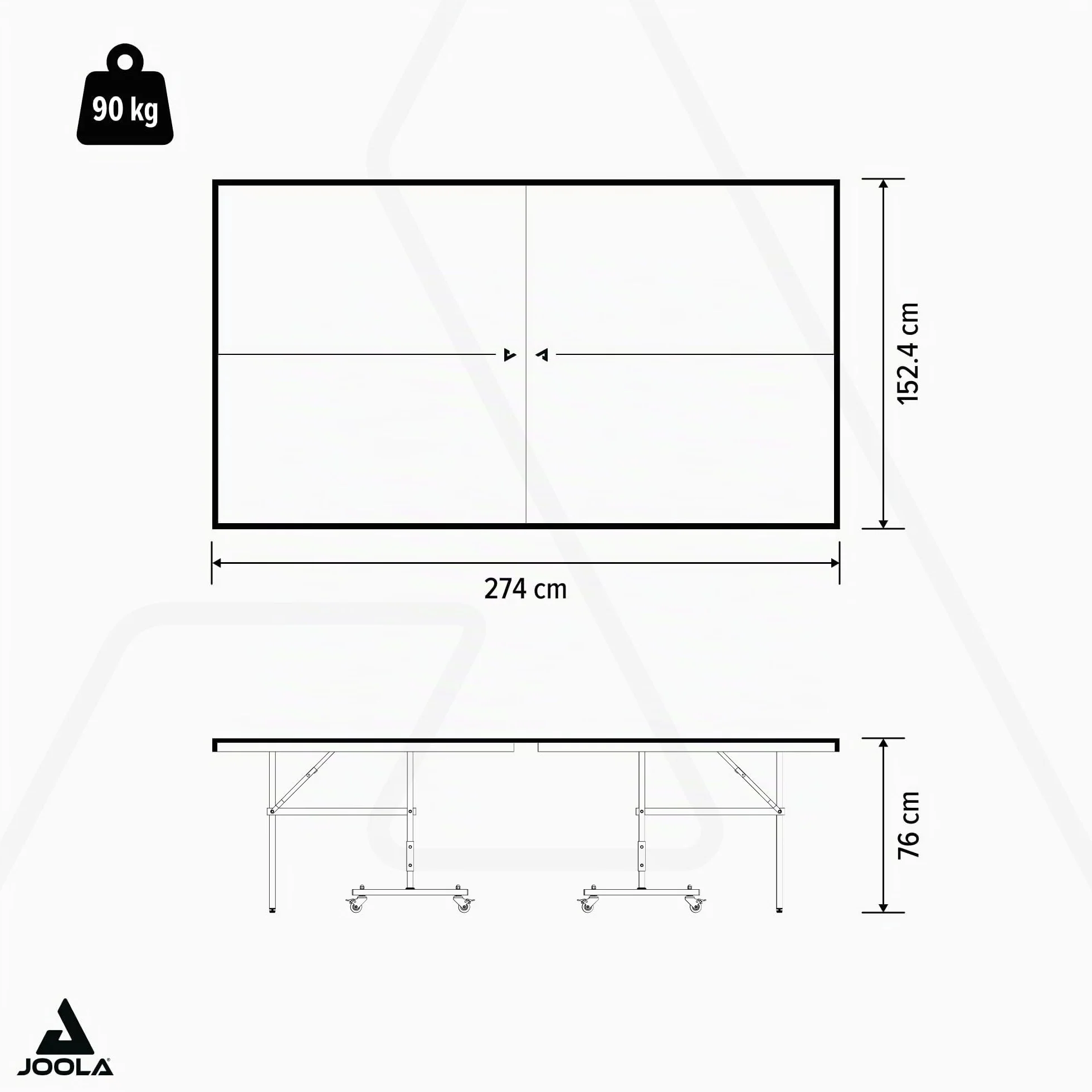 JOOLA Mesa de Ping Pong Exteriores Resistente Intemperie Aluminio Plástico 6mm Plegable Incluye Red