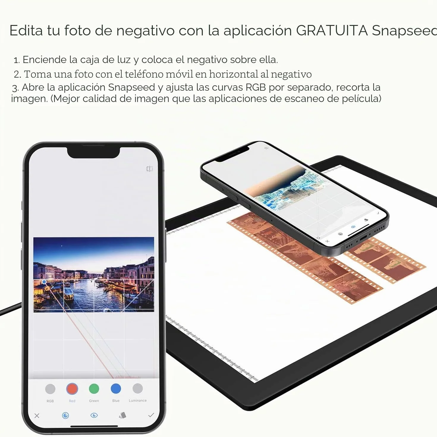 Escáner de Negativos y Diapositivas Portátil Ultradelgado Mesa de Luz 5600K Regulable 30,4 x 21 cm