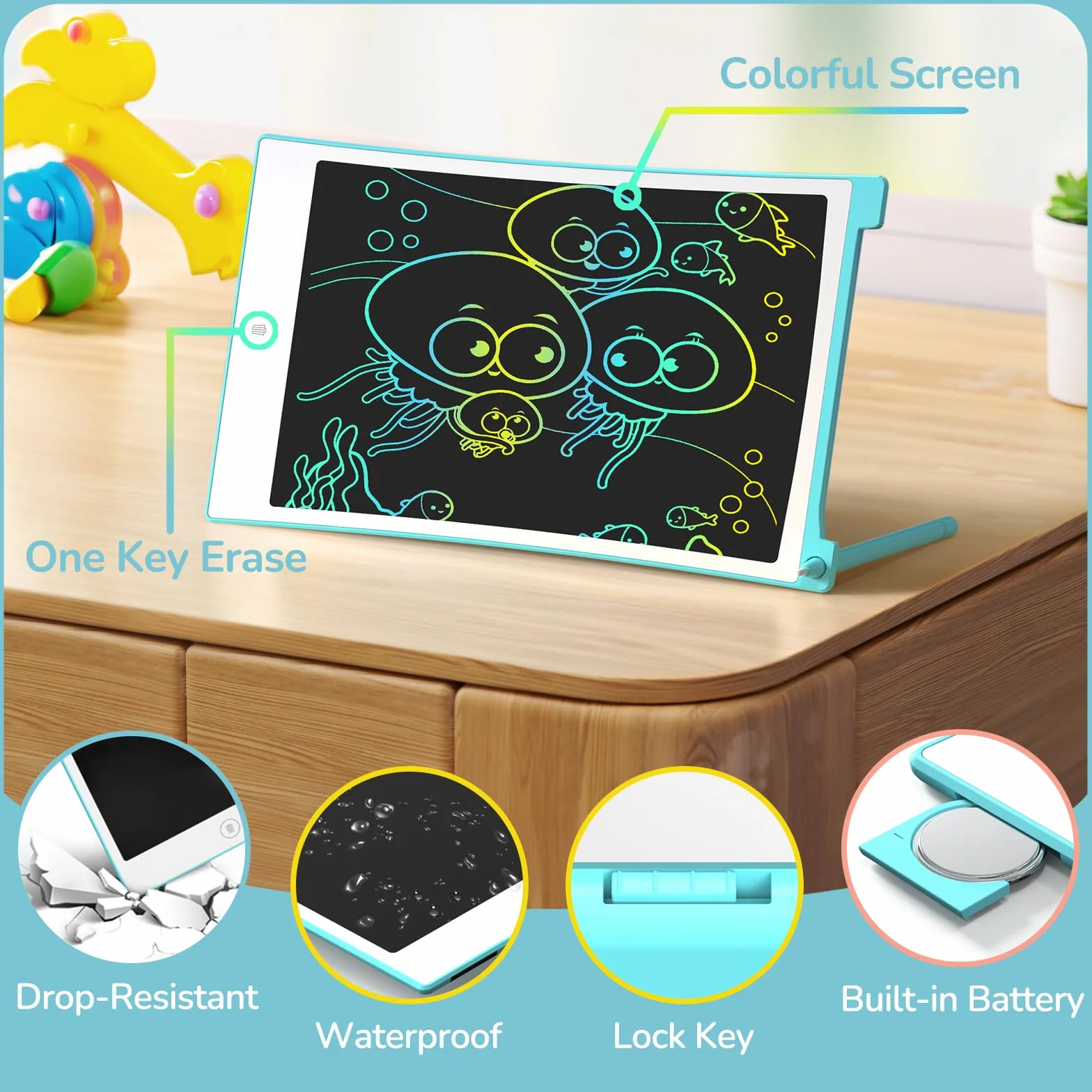 TECJOE Tableta Escritura LCD Color 8.5 Pulgadas Paquete de 4, Juguete Regalo Niño 3-7 Años