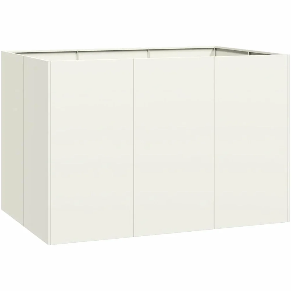 Jardinera elevada blanca 120 x 80 x 80 cm de metal, maceta estable para jardín, terraza y balcón, jardinera grande de acero laminado en frío para verduras y flores