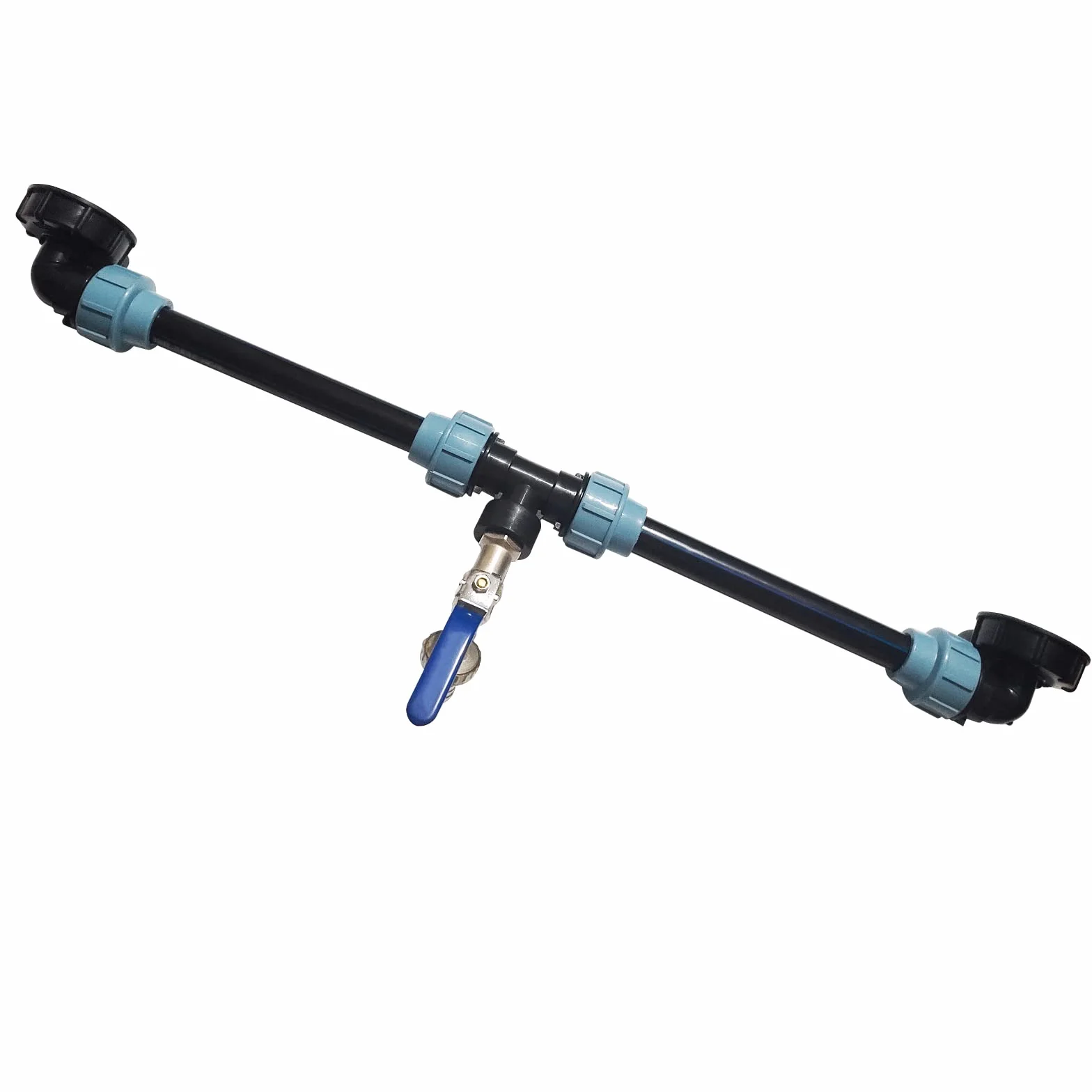 IBC - Juego de conexión para tanques de agua de lluvia IBC con cuello de cisne de 3/4" para jardín y grifo de agua para 1/2 tanques (B)