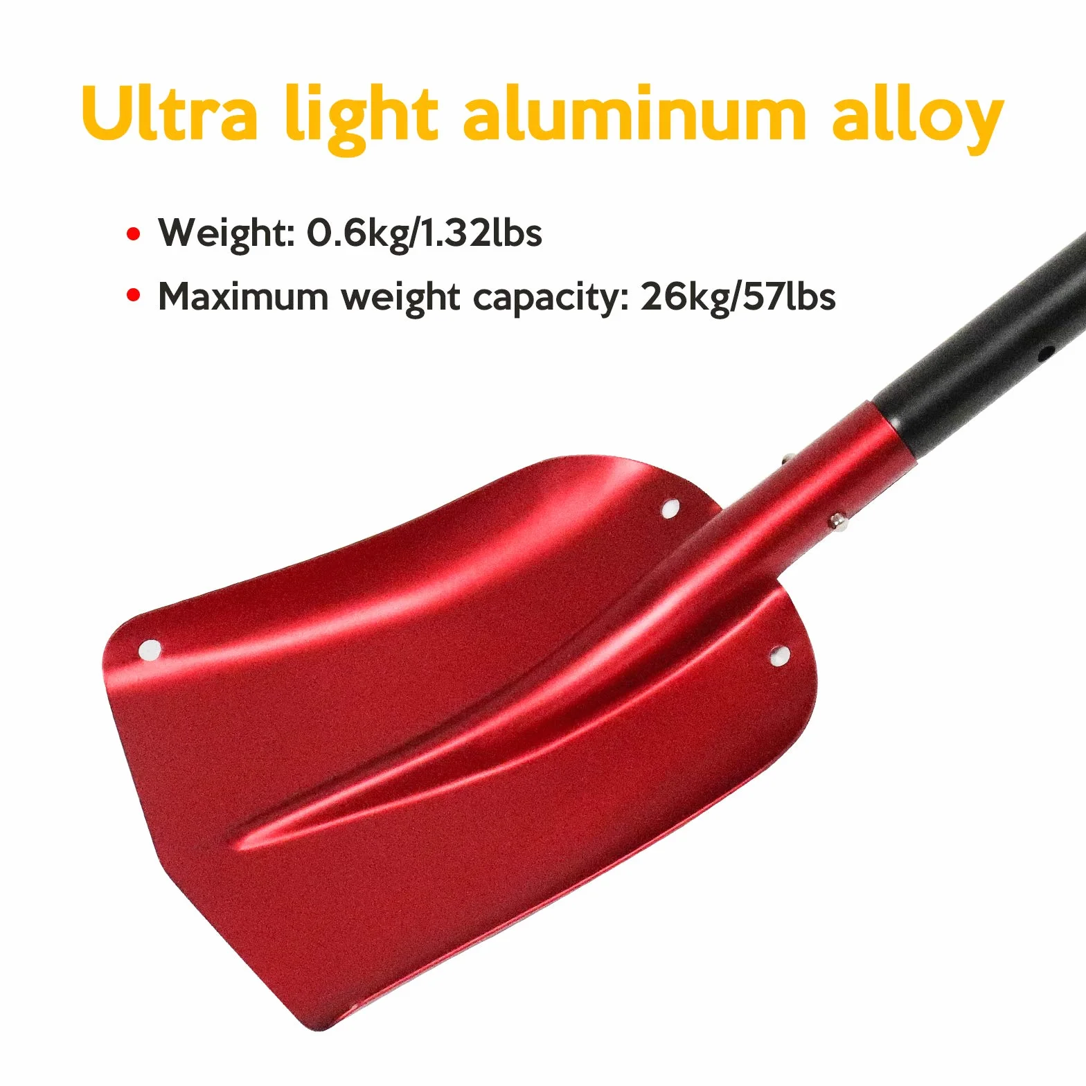 Pala de Nieve Desmontable Plegable Pala Quitanieves de Aleación de Aluminio Pala de Avalancha Bolsa de Transporte Pala de Nieve Portátil para Jardín Coche V7C08