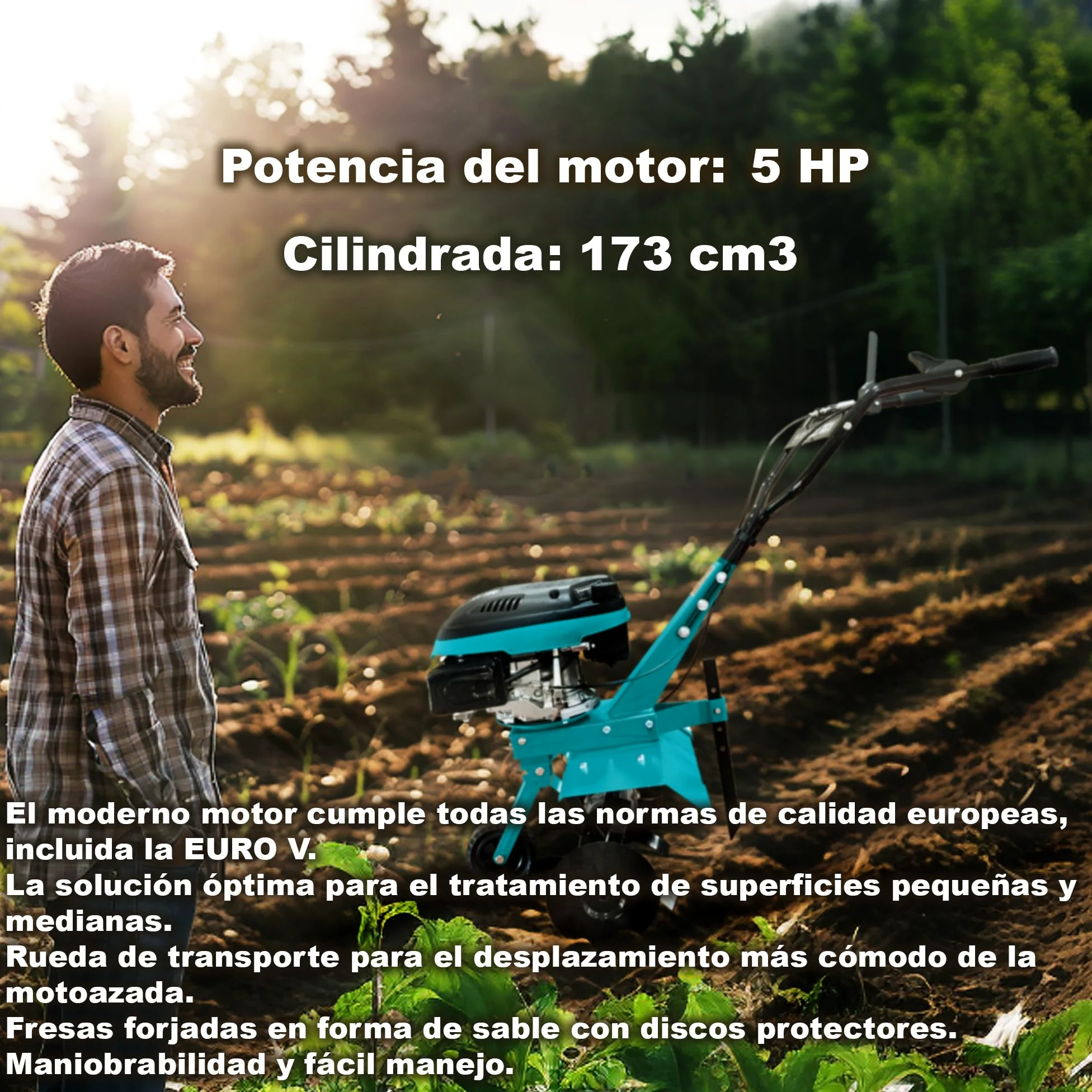 Könner & Söhnen KS 4HP-70 - Motobloque de Gasolina con accionamiento por Correa, motocultor con Fresa Sable forjada, Ancho de Trabajo ≤ 70 cm, Profundidad de Trabajo ≤ 27 cm, Potencia del Motor 4