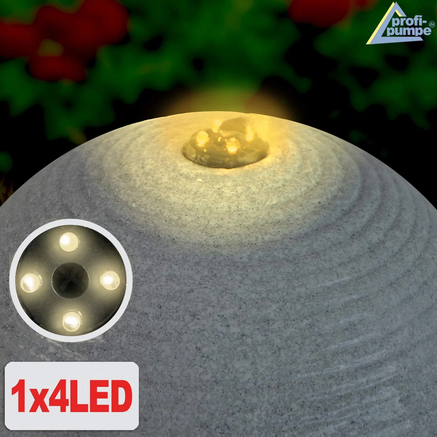 Fuente de Jardin Fuente de Agua esferica 230 V Fuente Decorativa para Jardin, terraza, Balcon con luz LED, Gris Claro