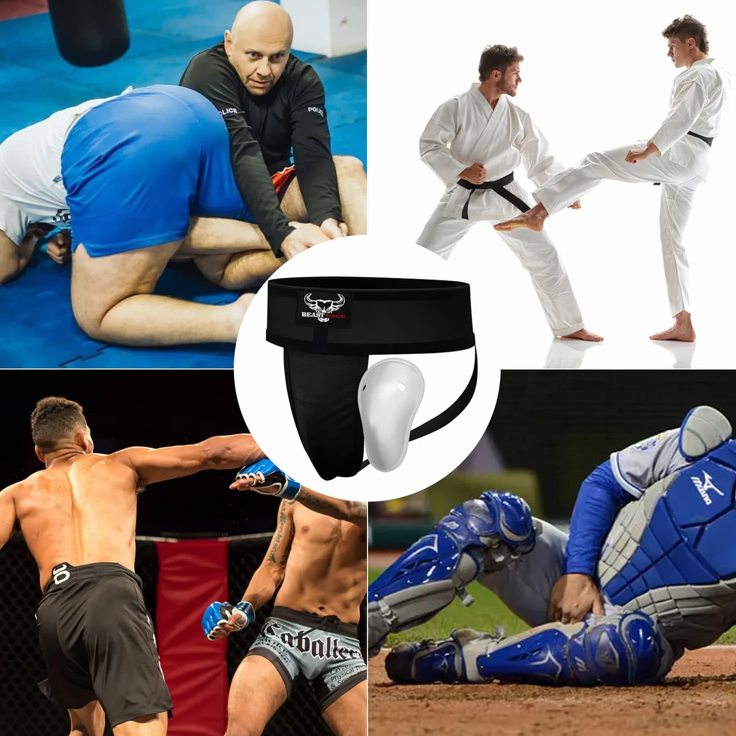 Protector de ingle de boxeo para hombre absorbente del sudor ventilado ajustable para taekwondo karate Jiu Jitsu BJJ kickboxing MMA Muay Thai