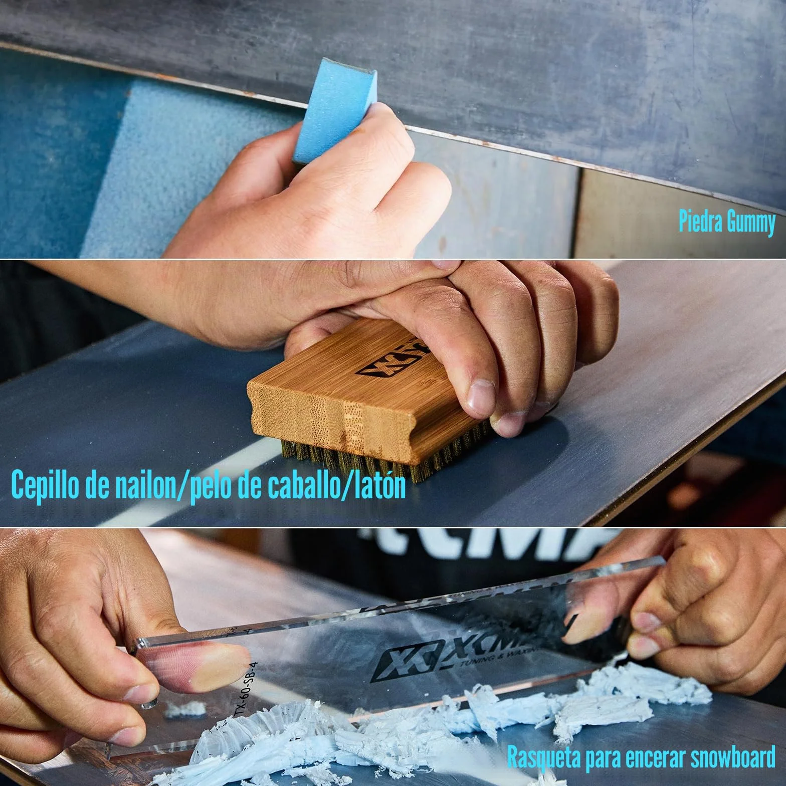 XCMAN Kit Completo Afilado Encerado Esquí Snowboard Plancha Cera Afilador Borde Lateral Reparación Base Ptex Piedra Goma Diamante