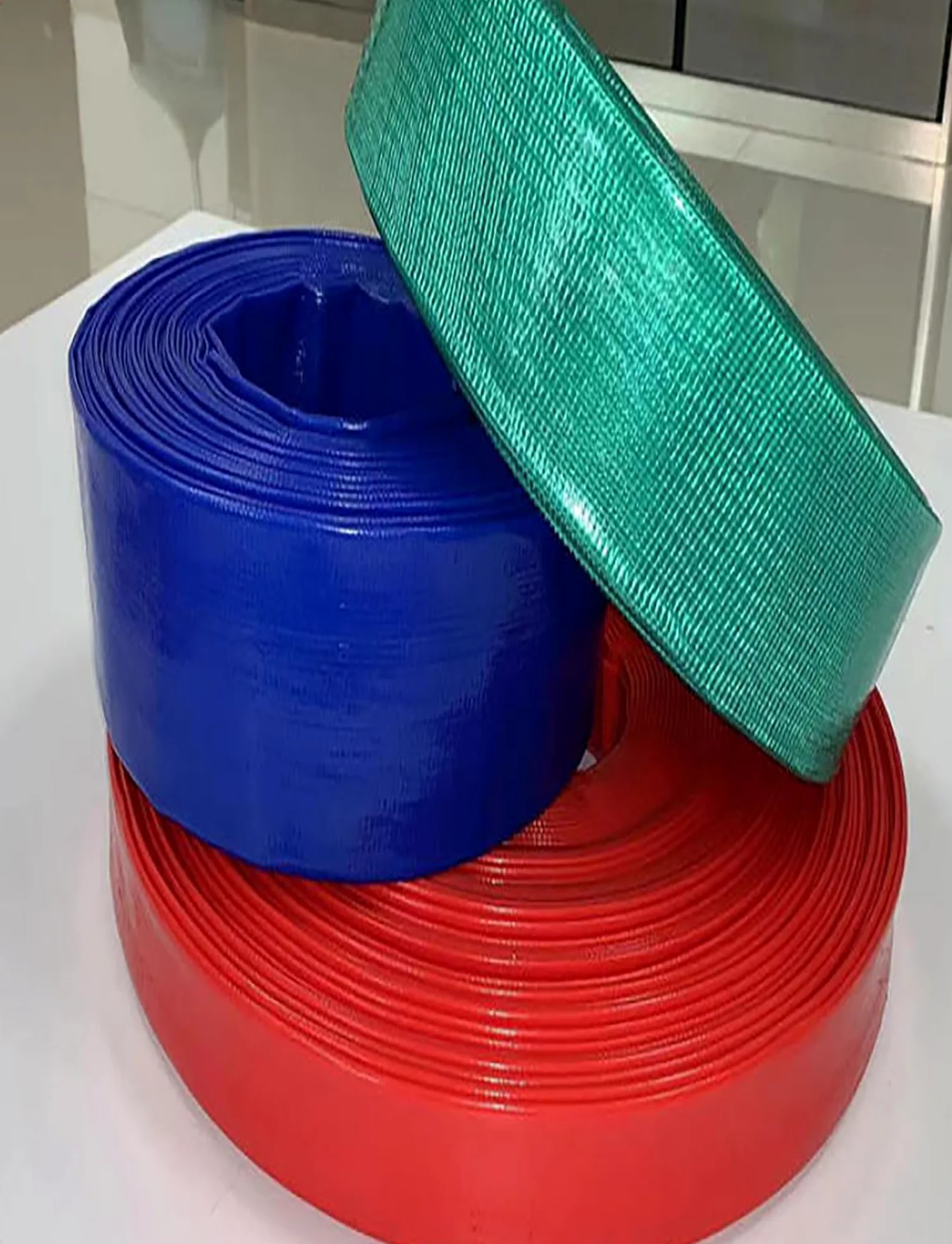 Manguera plana de PVC reforzado | Riego de jardines multicolor de varios tamaños: descarga de agua(Green,ID 1.2 inch- 20m)
