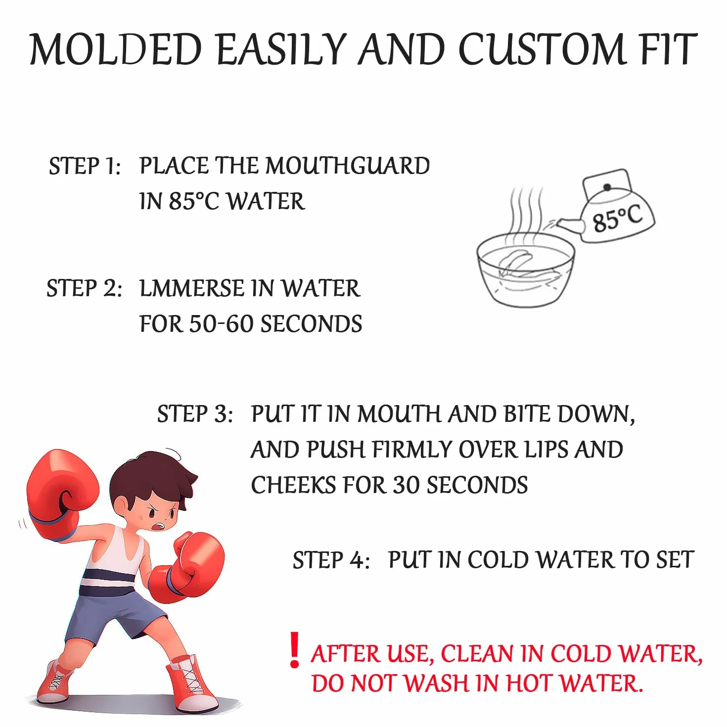 Protectores bucales para niños moldeables con funda portátil para boxeo, MMA, rugby, hockey, baloncesto