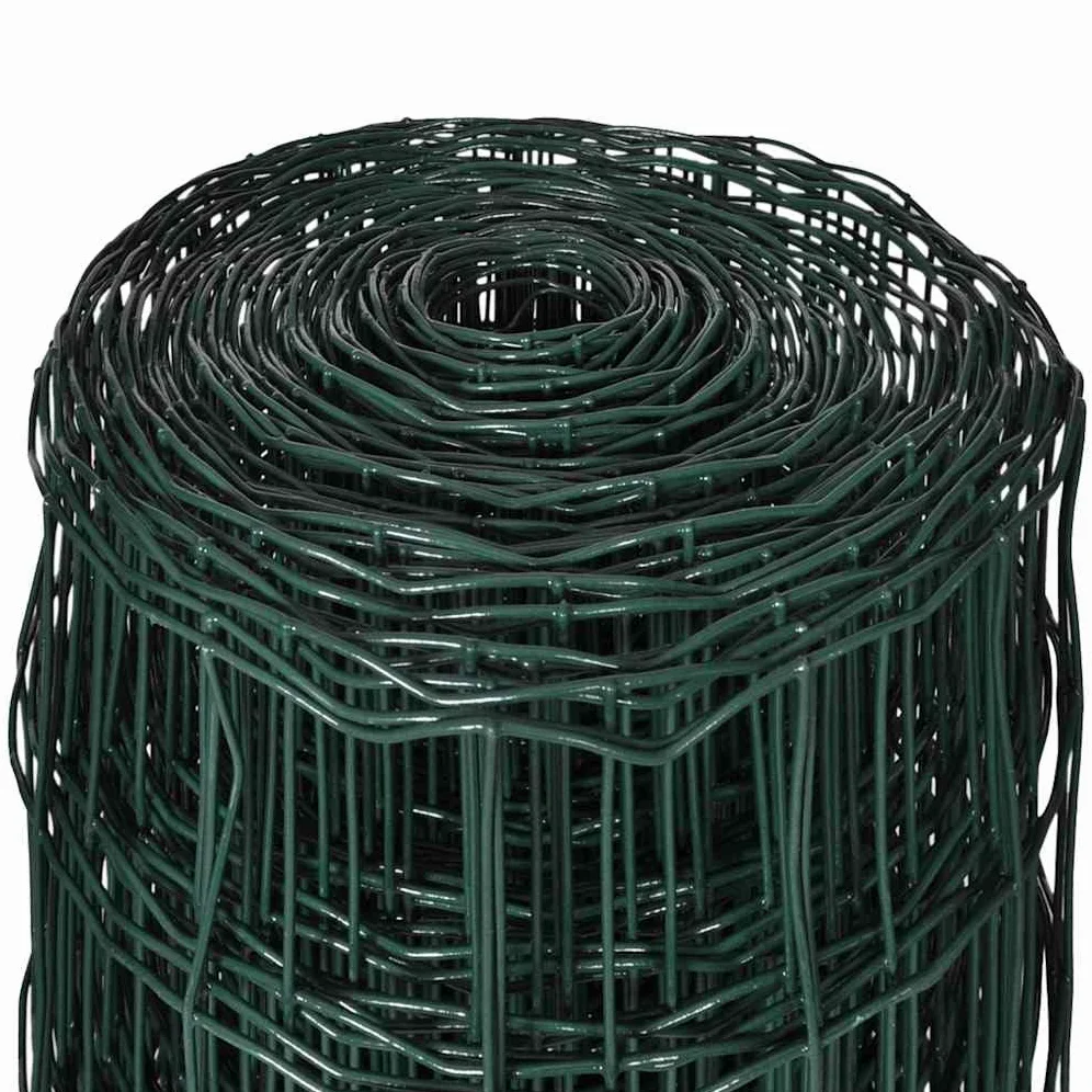 Valla de jardín, malla de alambre, 10 x 0,8 m, alambre de acero robusto con revestimiento de PVC negro y verde para jardín, granja y construcción, protección visual duradera
