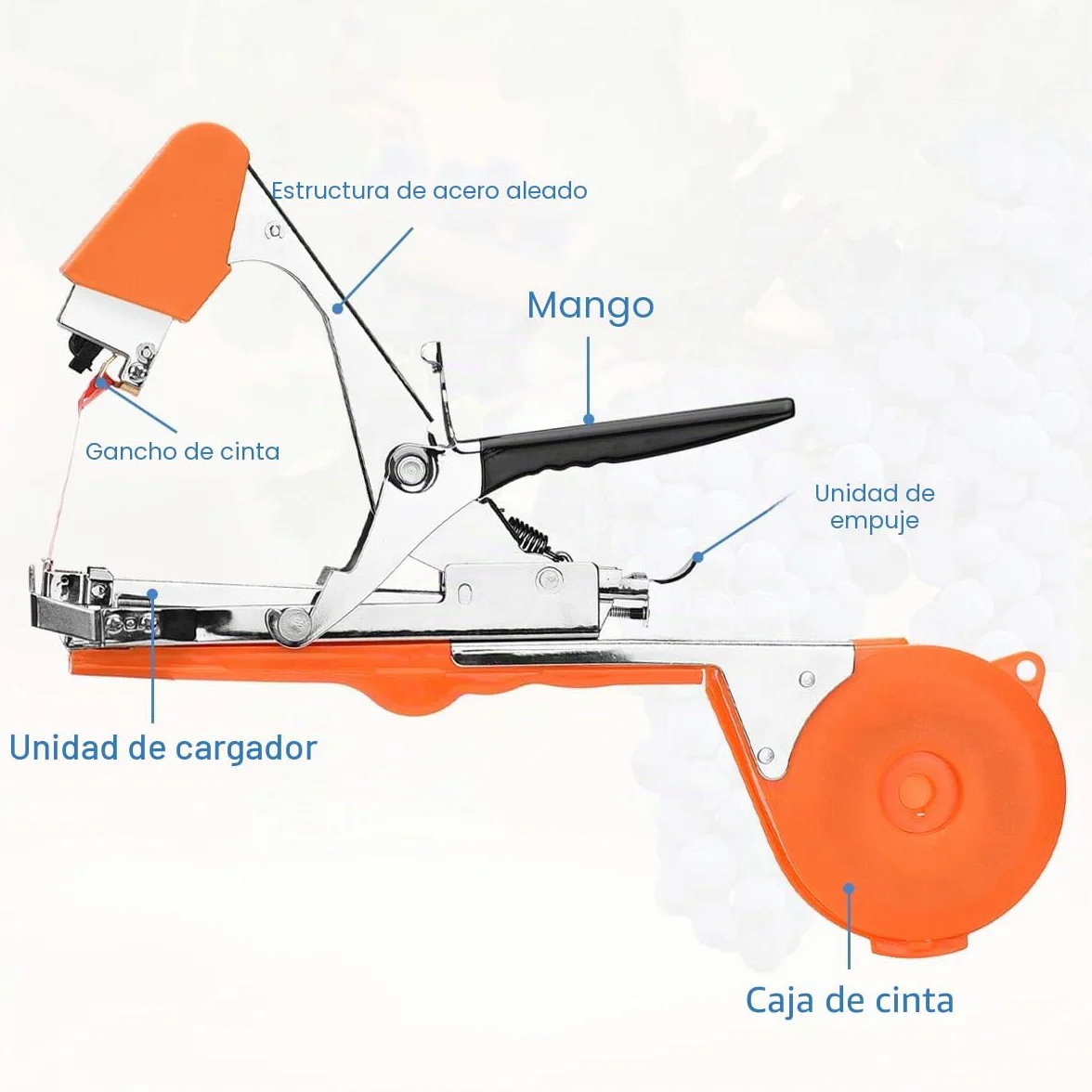 Maquina Atadora de Tomates, Herramienta de Cinta de Jardín para Viñedo Pepino UVA Fruta Flores Vegetales, Naranja