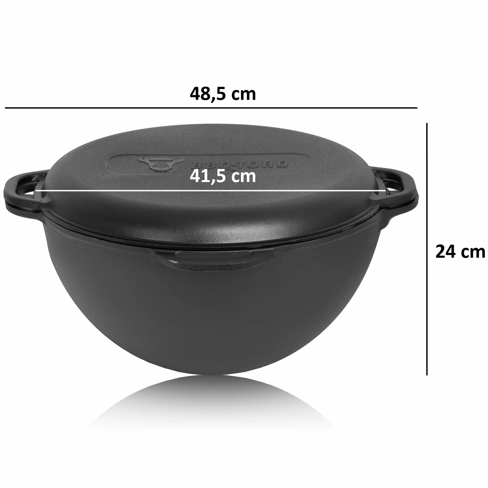 BBQ-Toro Kazan de hierro fundido con horno Kazan, Ø 39,5 cm, cacerola de hierro fundido de 19 l, tapa, caldera para gulash y estofado, cocina exterior, utschak