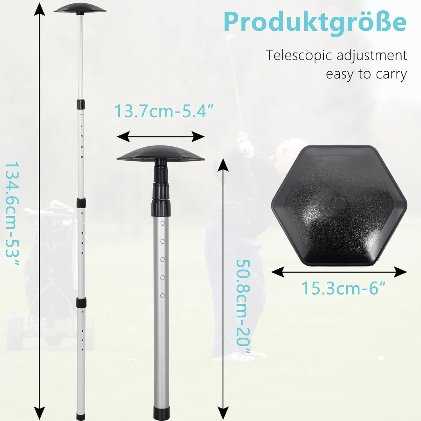 OUUTMEE Barra de apoyo para bolsas de golf de aluminio hexagonal resistente al impacto