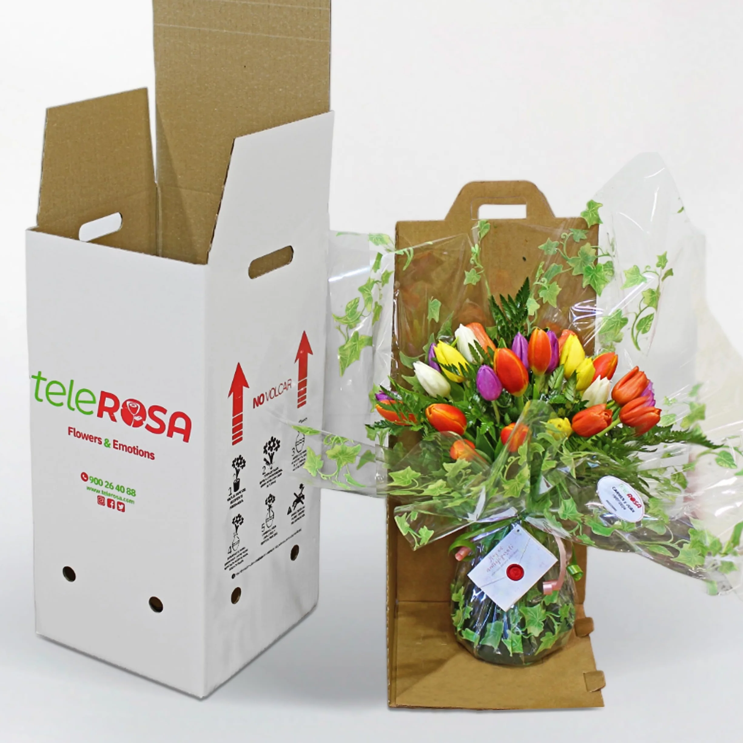 teleROSA Ramo 25 Tulipanes naturales - Flores naturales a domicilio – Tú decides la fecha y el horario de entrega de lunes a sábado - Incluye tarjeta dedicatoria Multicolor