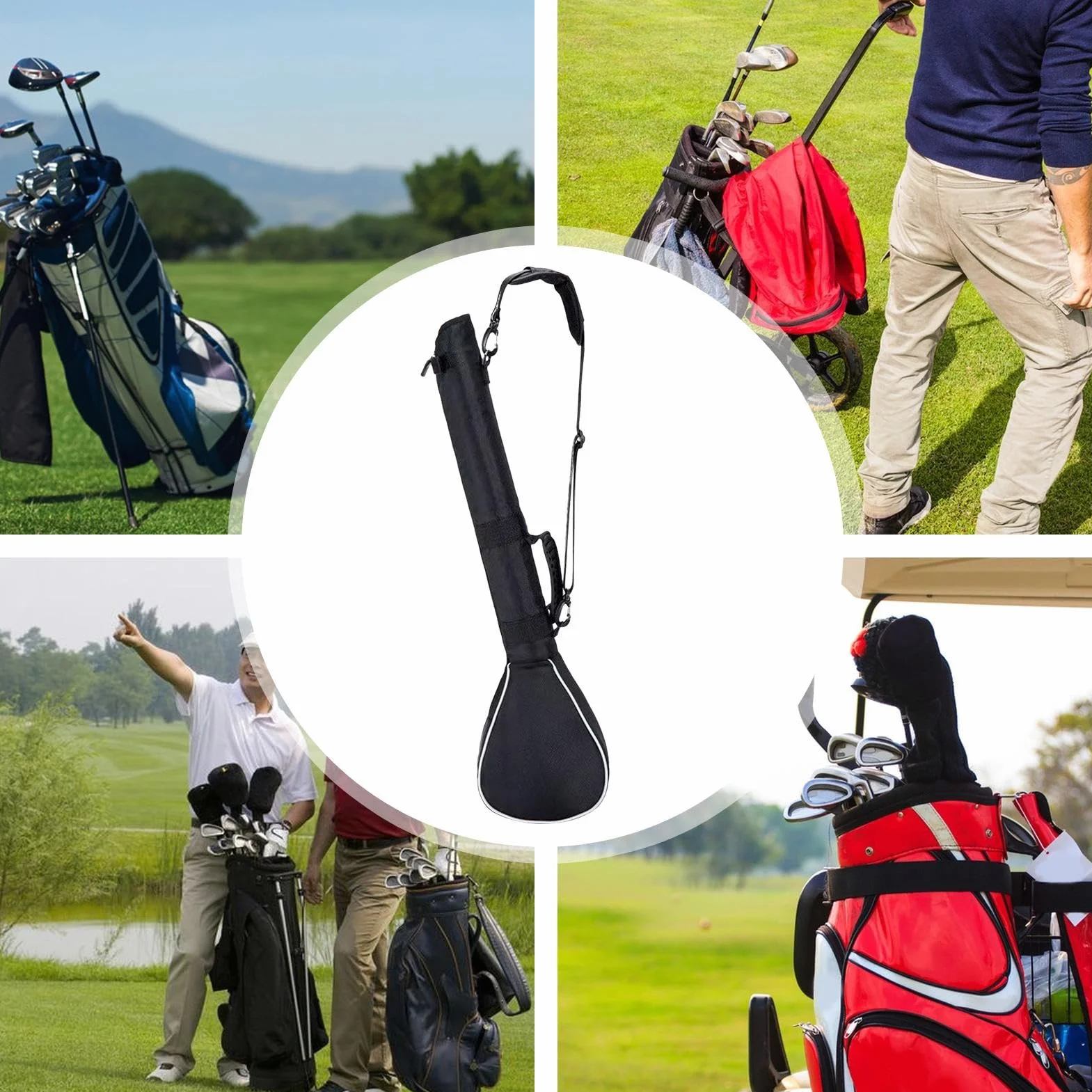 Bolsa de golf ligera de almacenamiento y transporte para palos, organizador resistente para viajes