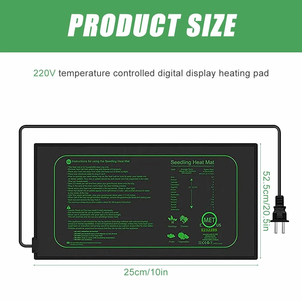 Mineup Estera Térmica para Plántulas, 50w Manta Térmica de Semilla Almohadilla, Alfombrilla térmica Duradera para plántulas, Esterilla Calefactora Plantas, para Germinar Semillas o Fermentadora