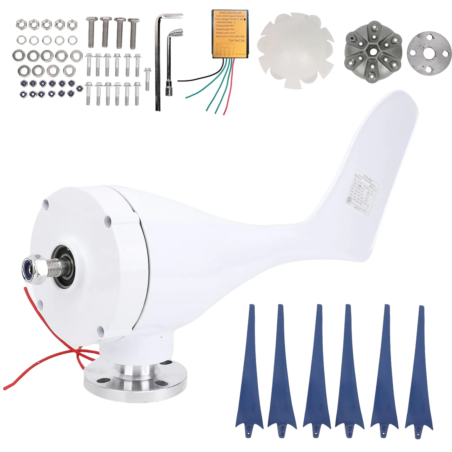 Generic Turbinas Eólicas Máquina Industrial de 6 Palas 800W, Alta Utilización de Energía, Fácil Instalación, para Barcos, Terrazas, Cabinas, Fibra de Nylon (48V)