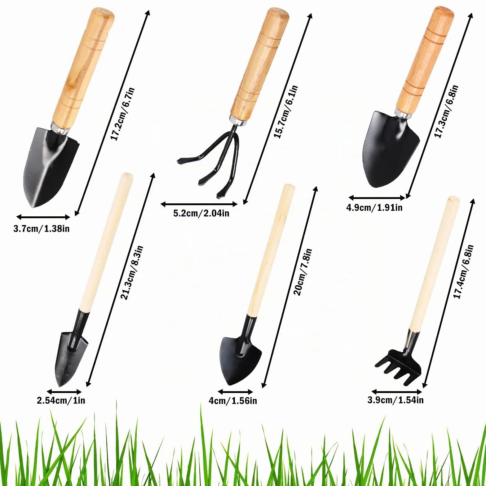 Juego de herramientas de jardín, 6 piezas de pala de jardín, pequeño juego de herramientas de jardín, mini pala para utensilios de jardín como flores, plantas, trasplantar y aflojar la tierra