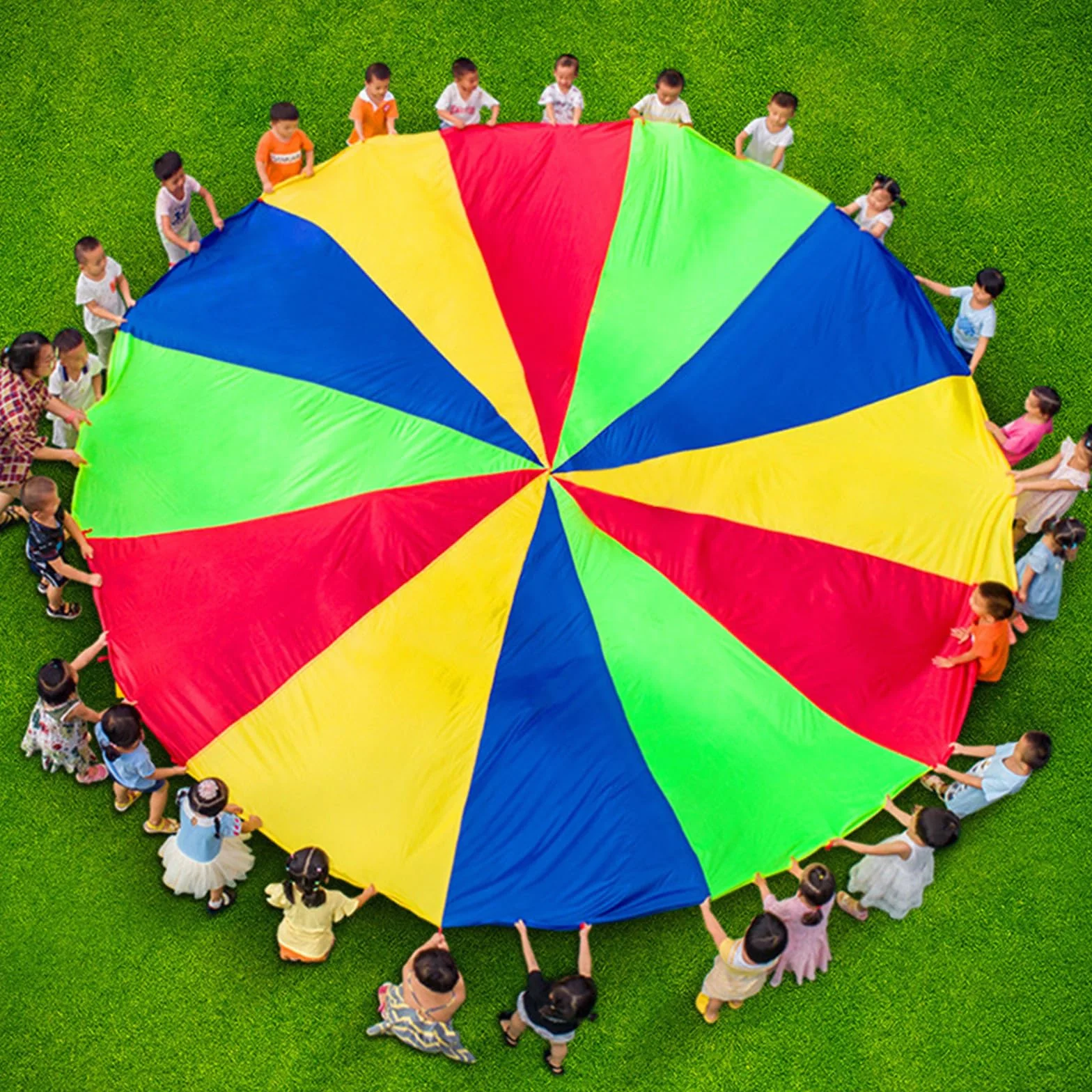 Paracaídas de Color Arcoiris para Niños Juego Actividades Deportivas Fiestas Ejercicios Grupo (2m)