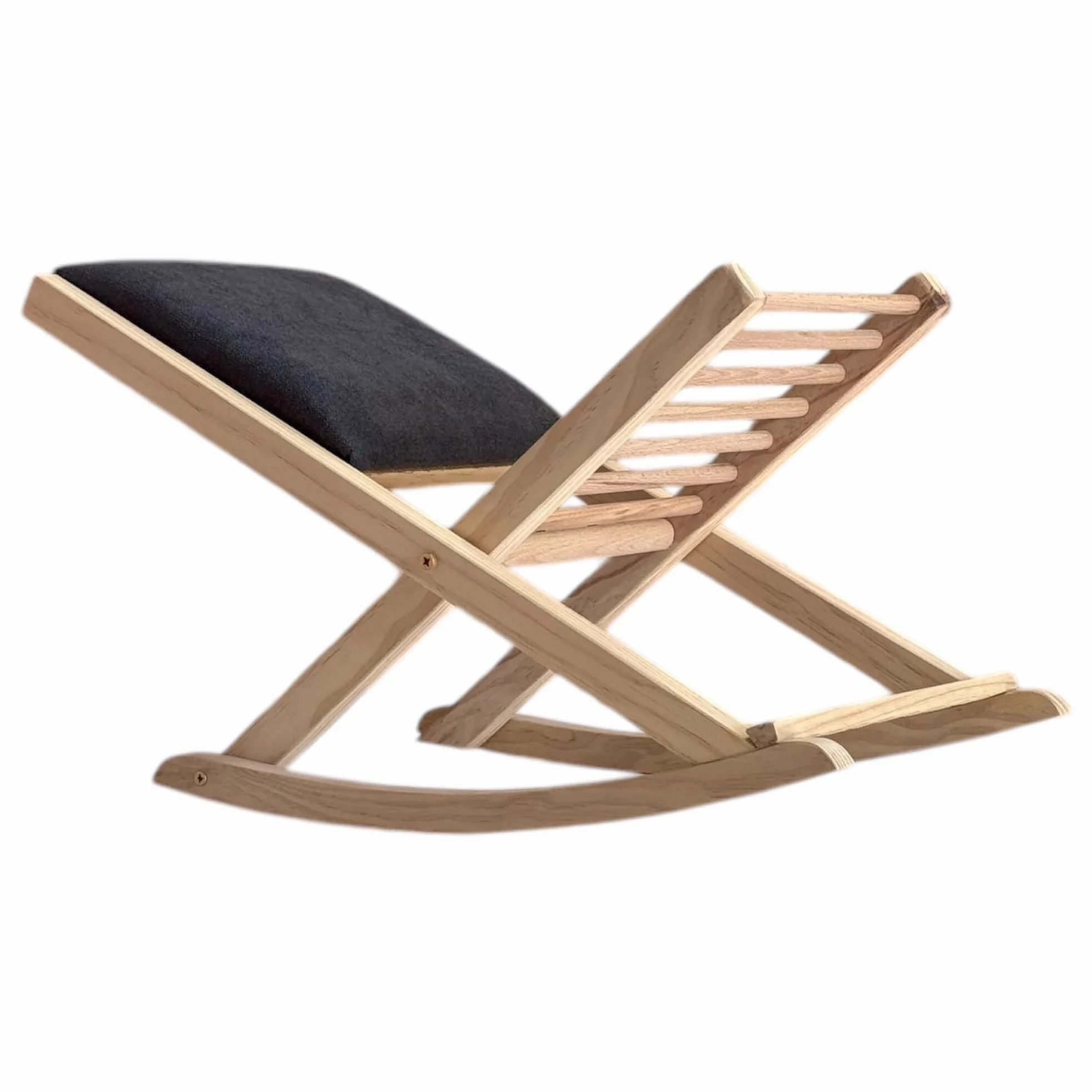 Reposapies Plegable Balancín de Madera de Pino Gris Artesanal