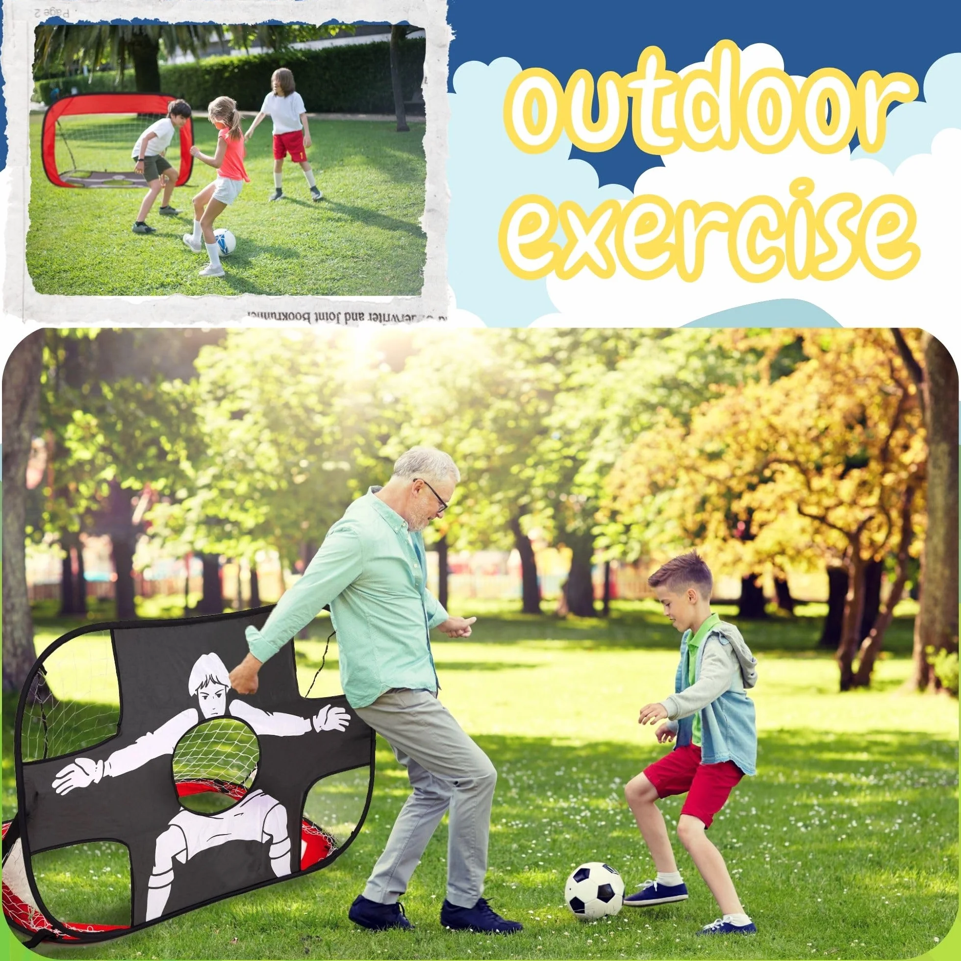Lubibi Portería de Fútbol Plegable 2 en 1 para Niños, 120x80x80cm