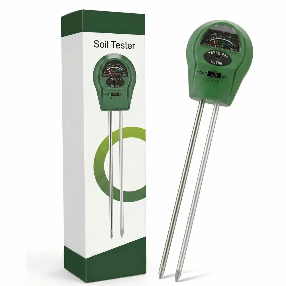 Medidor de pH del Suelo 3 en 1, Higrómetro de Suelo Medidor de Humedad del Suelo con pH Tester de Tierra sin Batería para Plantas Grandes de Interior y Exterior Flores Césped Jardinería