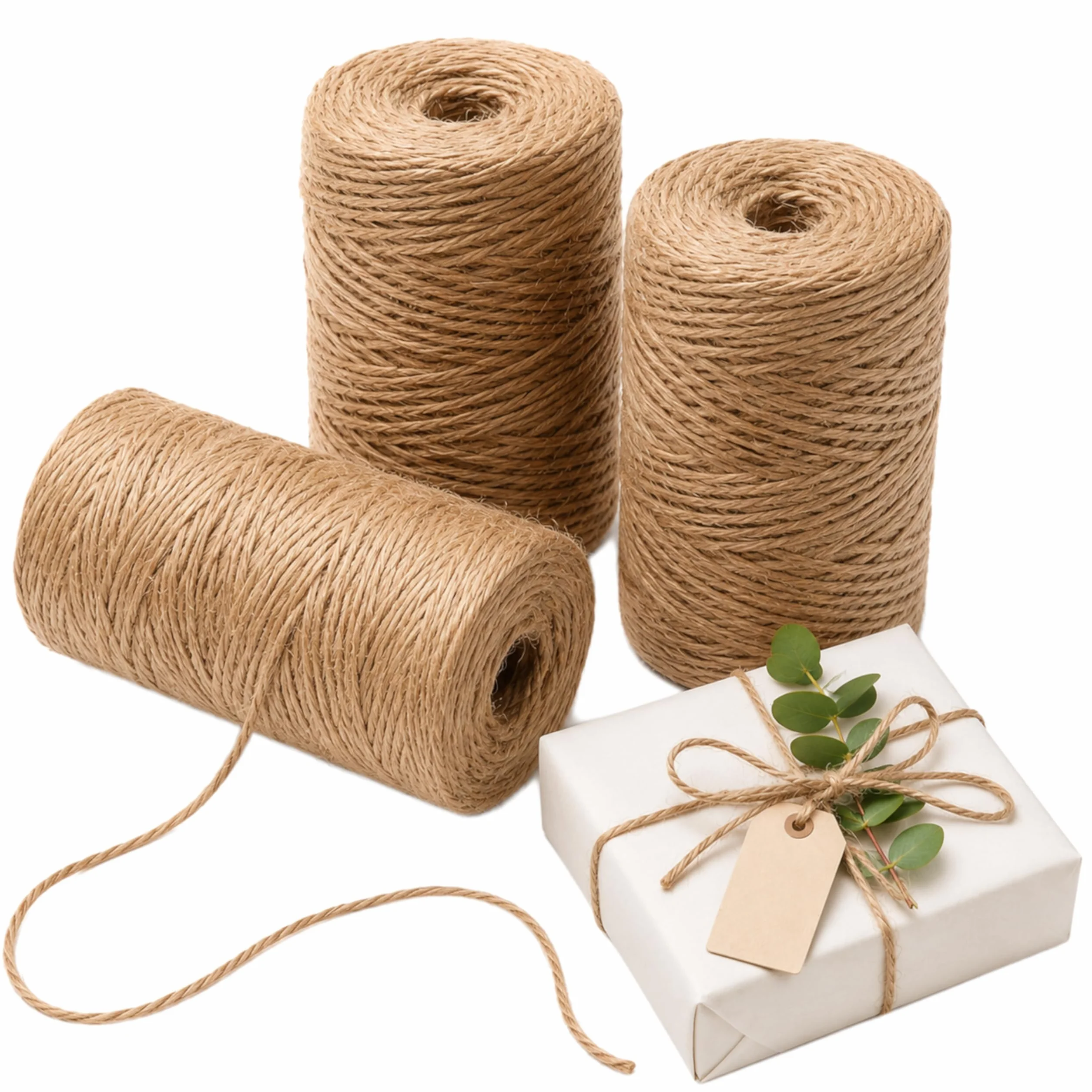 Quotidian Marrón Natural 3 ply Jute Cordel de Yute Rollos 1/6" (0,4cm) 492 Pies - Envoltura Colgar Cuadros Gardening