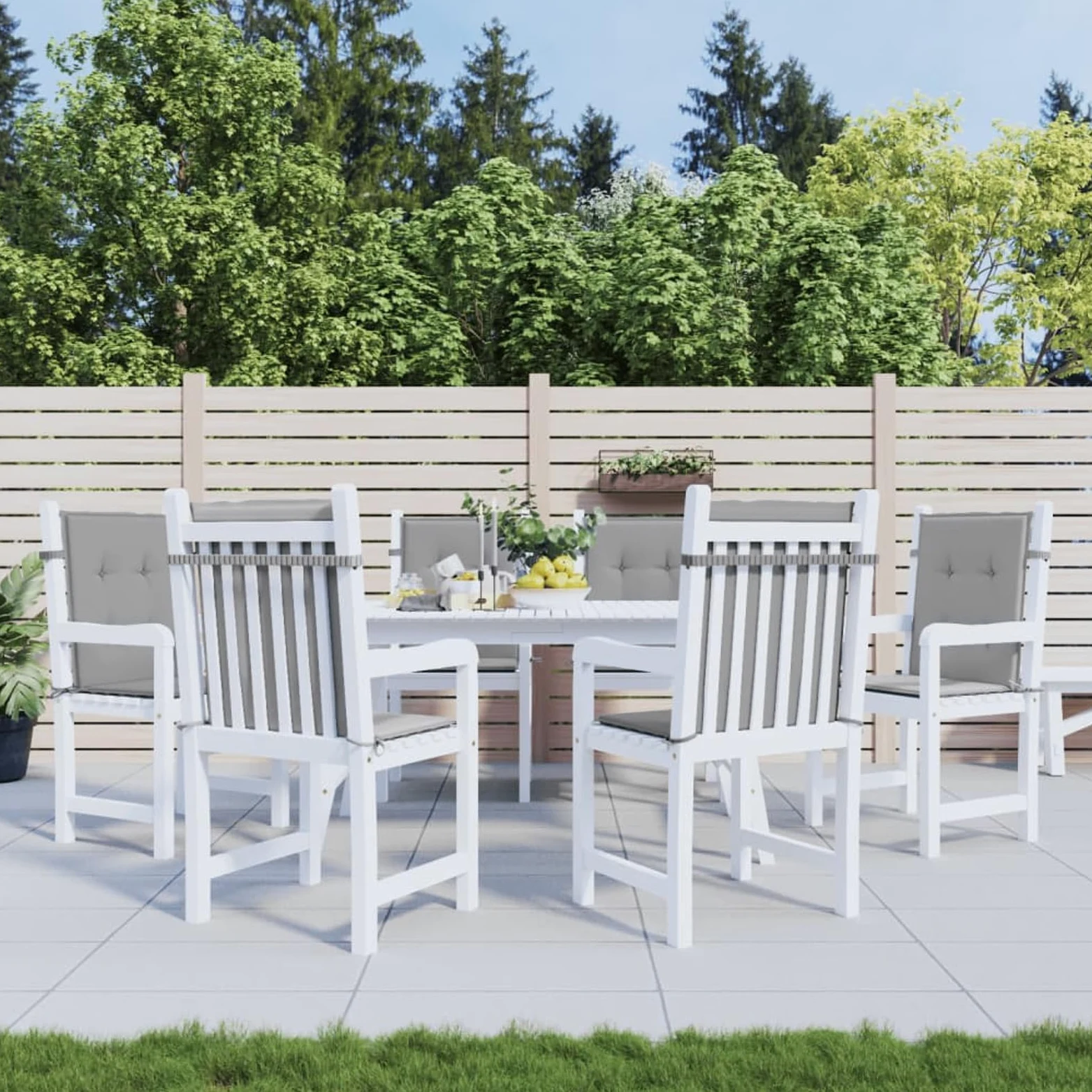 LAPOOH Cojín Silla jardín Respaldo bajo 6 uds Tela Oxford Gris, Cojines para Butacas De Jardin, Cojines Sillas Cocina, Cojines para Sillas De Terraza, Cojin Silla Exterior