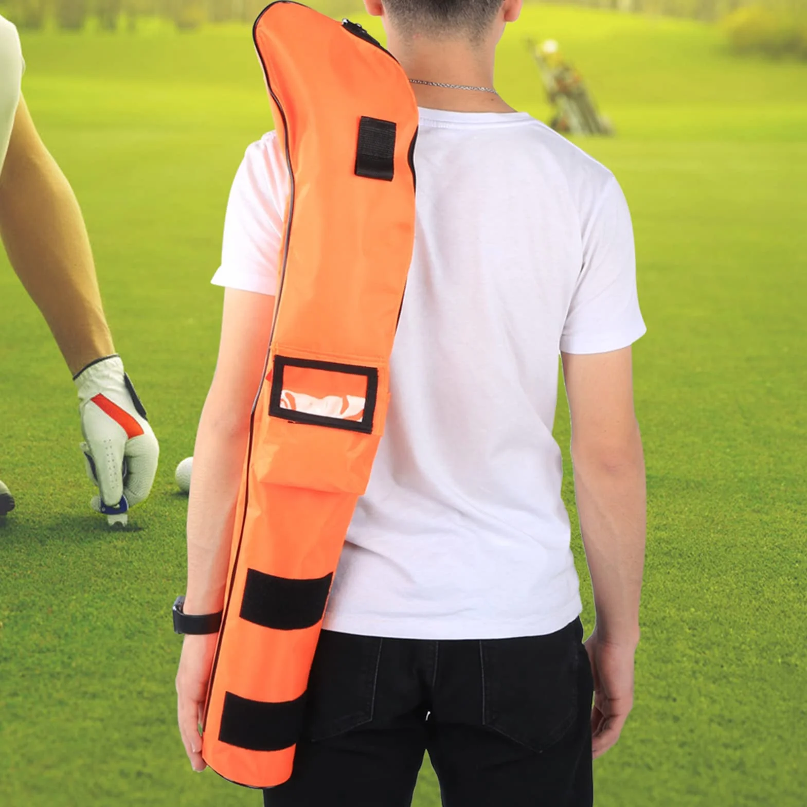 VBESTLIFE Bolsa de Palos de Golf Nylon Portátil Impermeable Niños Plegable Naranja