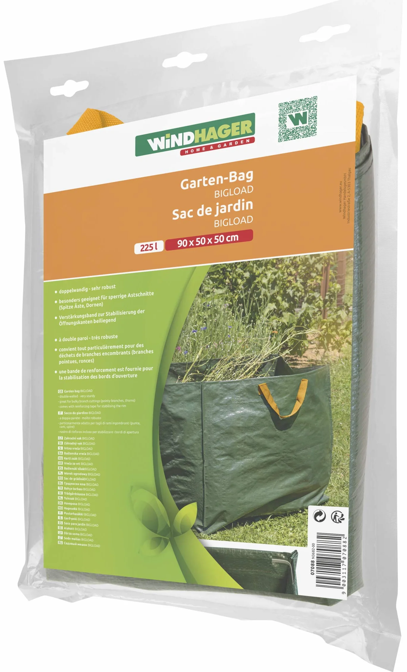 Windhager Bigload - Bolsa de Jardín XXL, Basura y Maletero - Transporte Resistente de 225 L
