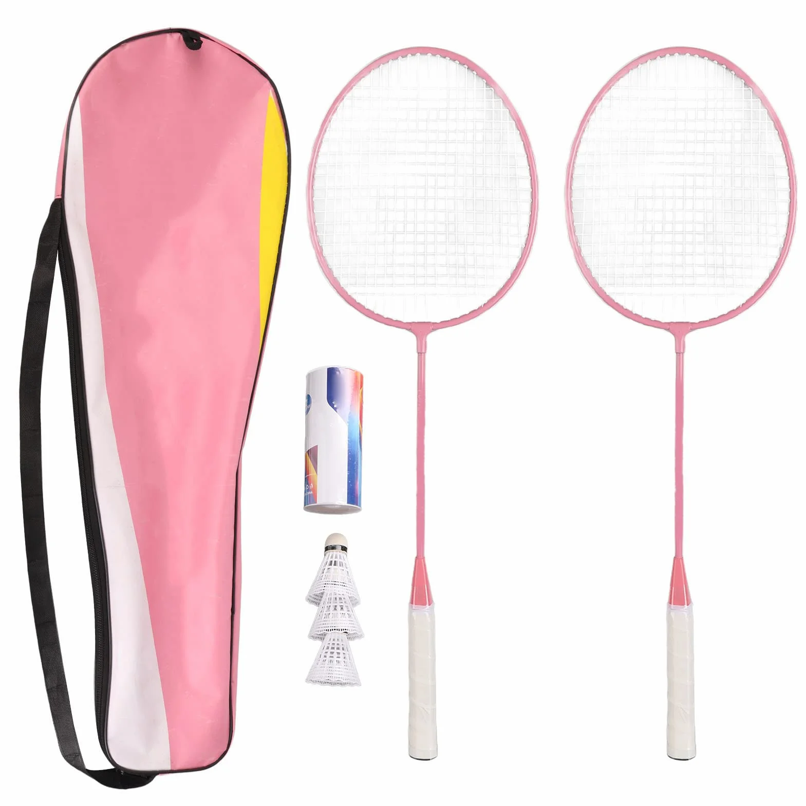 Keenso Juego de Raquetas de Bádminton K1134 Aleación de Hierro con Bolsa de Almacenamiento Rosa