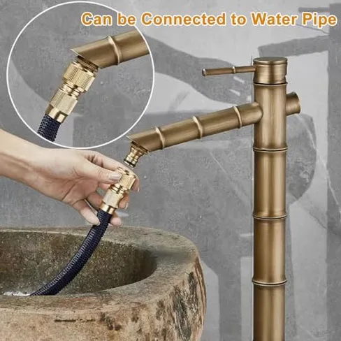 Columna de agua de jardín de cobre para exteriores con grifo, fuente decorativa de agua para riego, extraíble y ajustable en altura