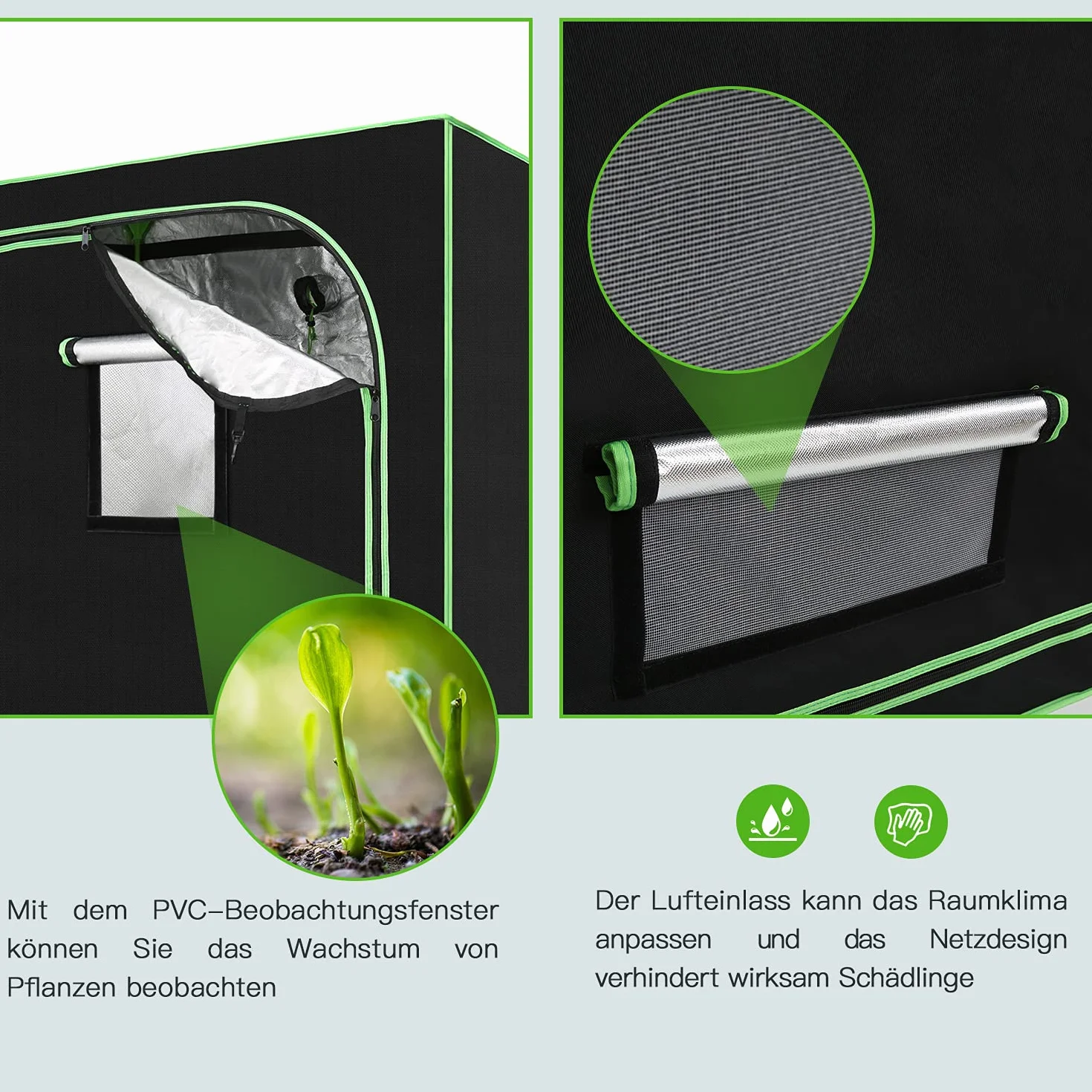 Lospitch Tienda de cultivo para cultivo | Armario de cultivo | Carpa de cultivo | Resistente al agua y a la luz | Invernadero para plantas | 600D Oxford 120x60 x180 cm, Negro Verde