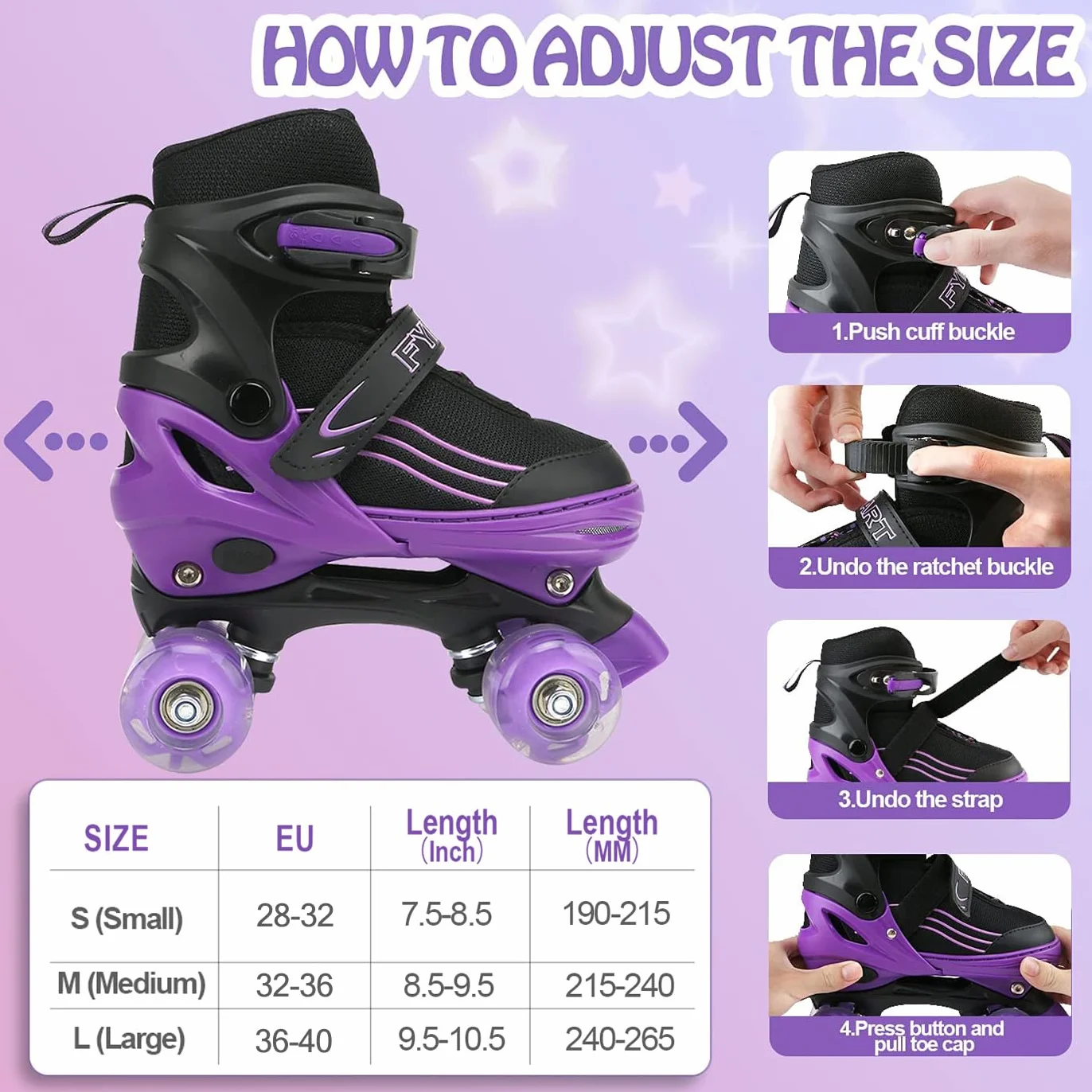 Patines Infantiles con Iluminación en Todas Las Ruedas, Aptos para Interior y Exterior, Mediana