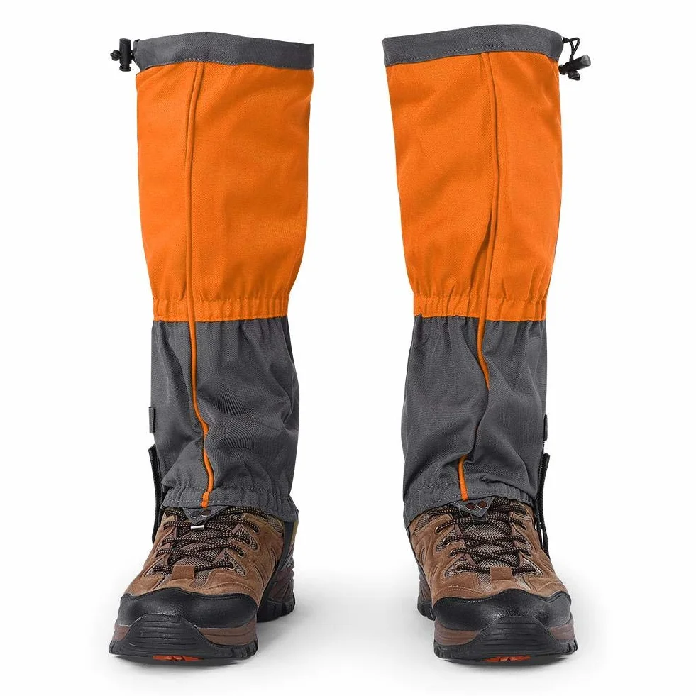 Dilwe Polainas Impermeables a Prueba de Viento para Senderismo Caminar Acampar Escalar Cazar Pescar Naranja